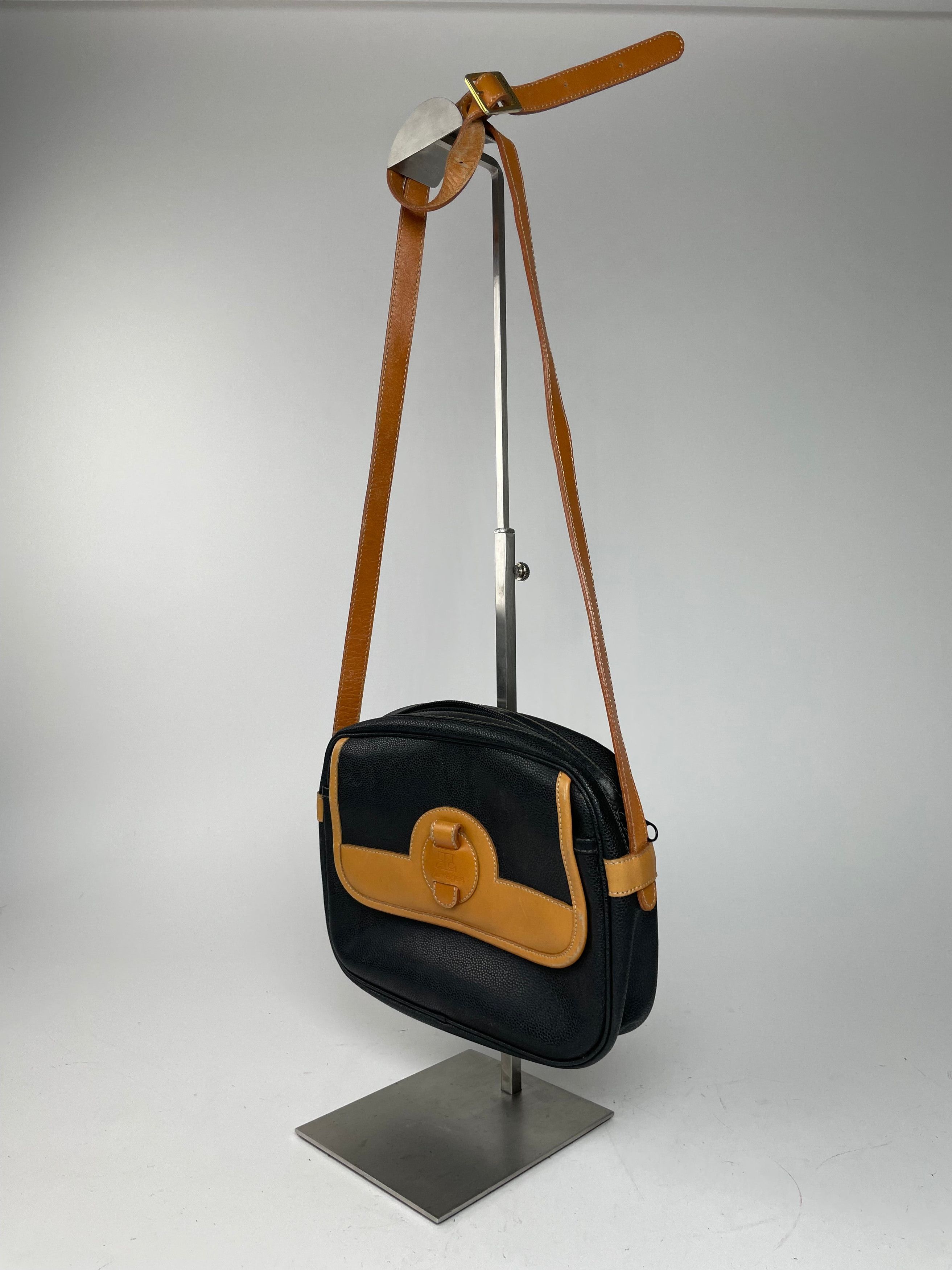 Courreges Vintage Paris Leather Crossbody Bag Black Brown Size ONE SIZE - 12 Thumbnail