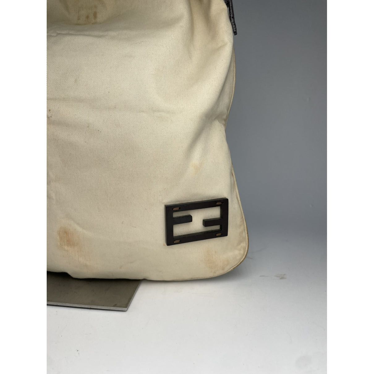 Fendi Baguette Beige Cotton Handbag Size ONE SIZE - 4 Thumbnail