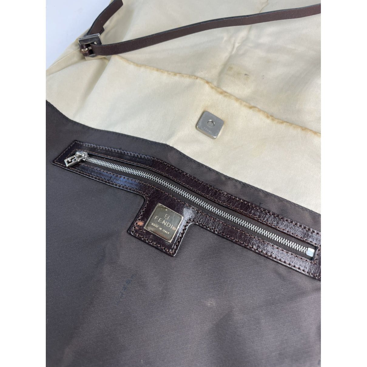 Fendi Baguette Beige Cotton Handbag Size ONE SIZE - 3 Thumbnail