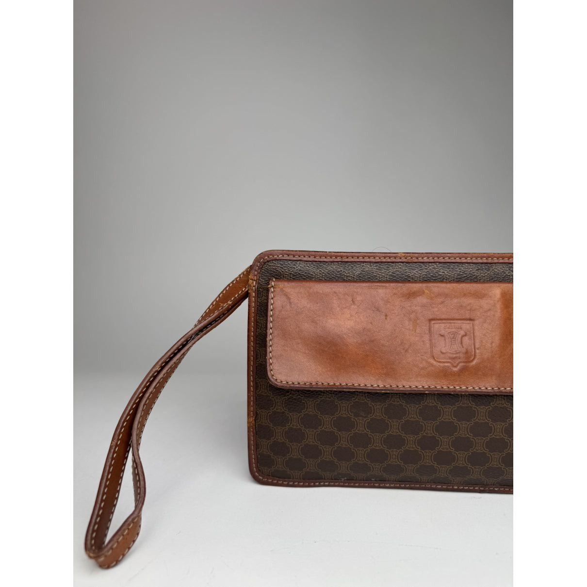 Celine Triomphe Brown Leather Clutch Bag Size ONE SIZE - 2 Thumbnail