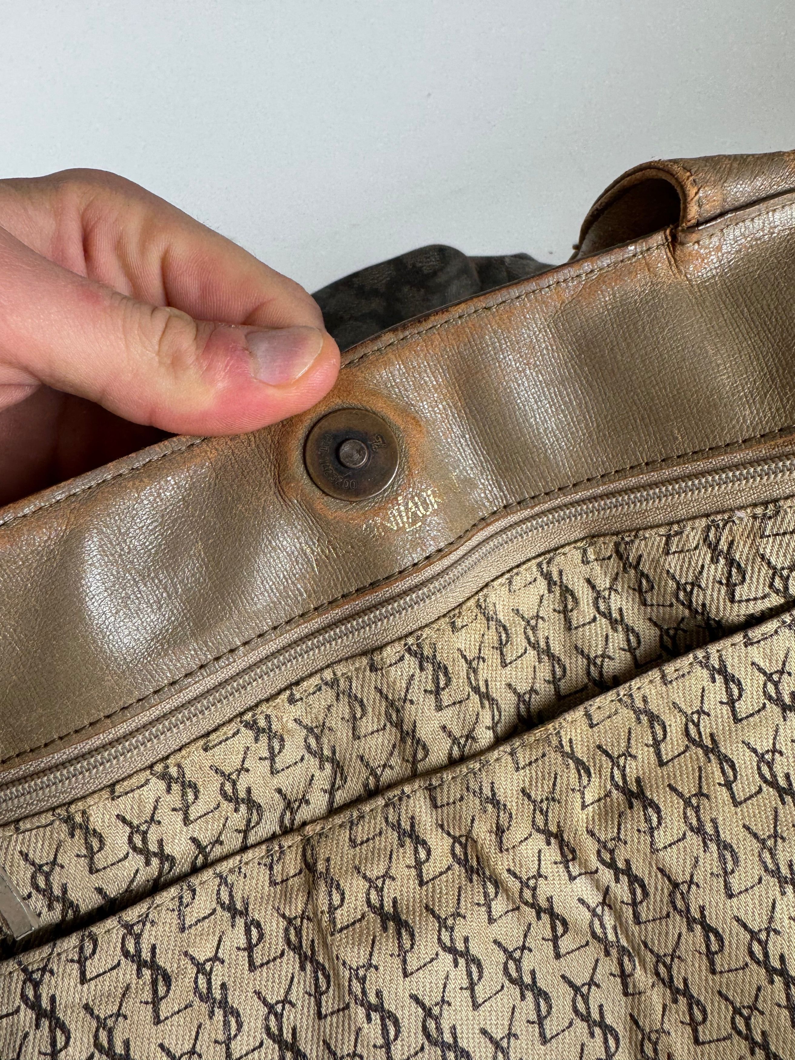 Other Vintage Yves Saint Laurent Monogram Leather Shopper grey/bla Size ONE SIZE - 14 Thumbnail