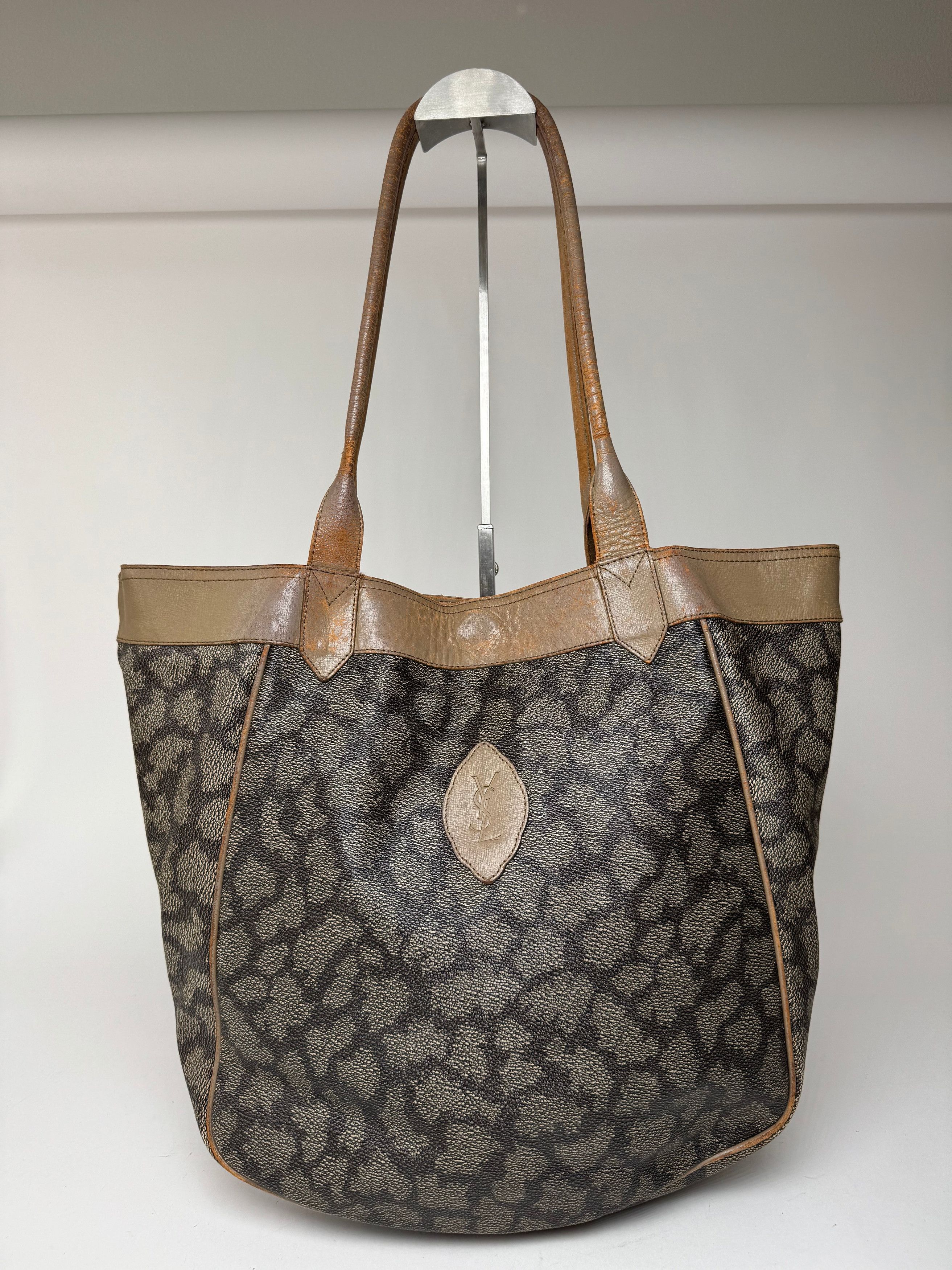Other Vintage Yves Saint Laurent Monogram Leather Shopper grey/bla Size ONE SIZE - 10 Thumbnail