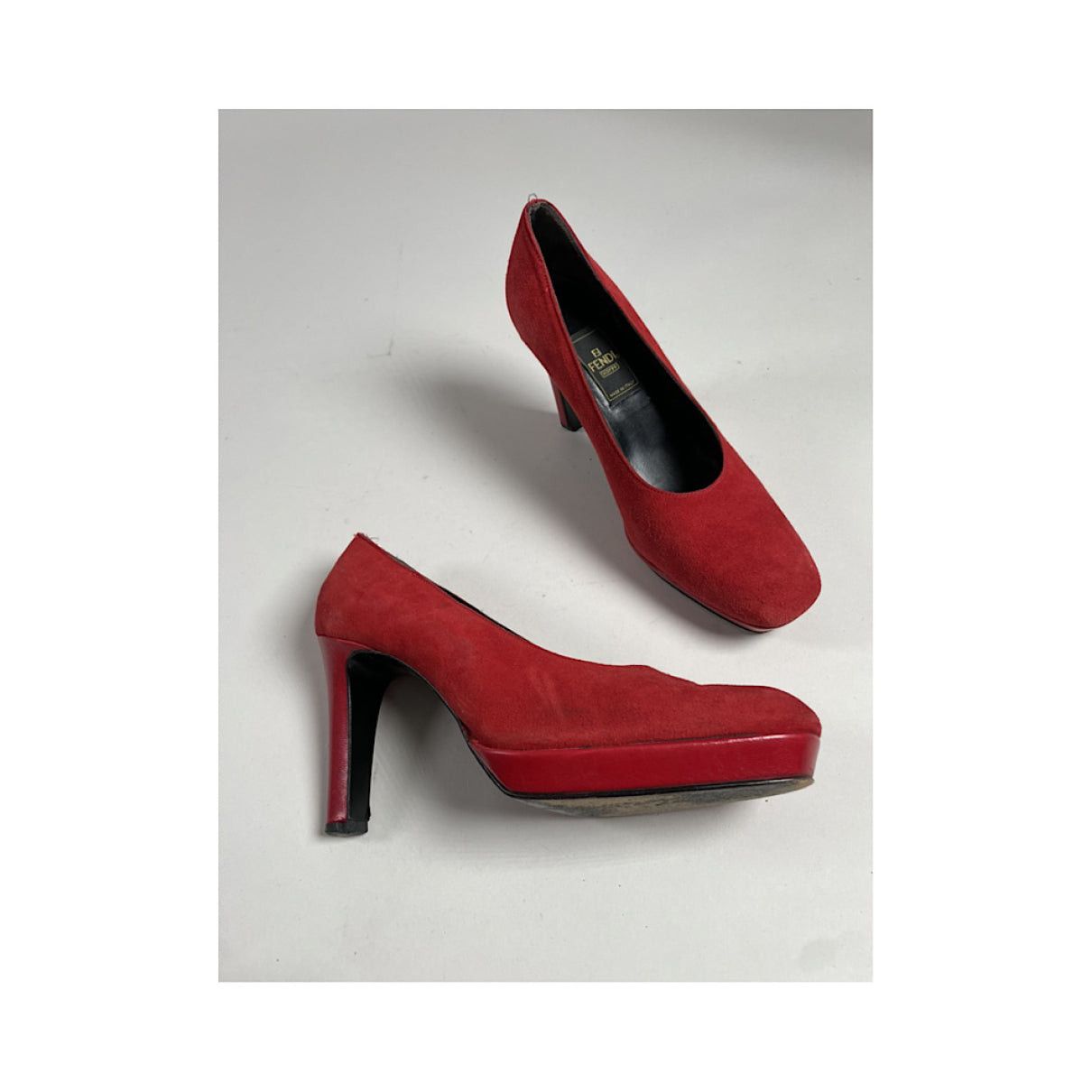 Fendi Red Suede Heel Size US 7 / IT 37 - 3 Thumbnail