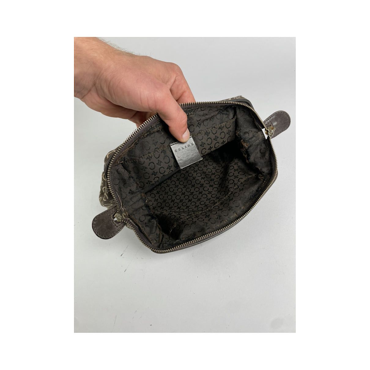 Celine Trotteur Brown Cotton Clutch Bag Size ONE SIZE - 3 Thumbnail