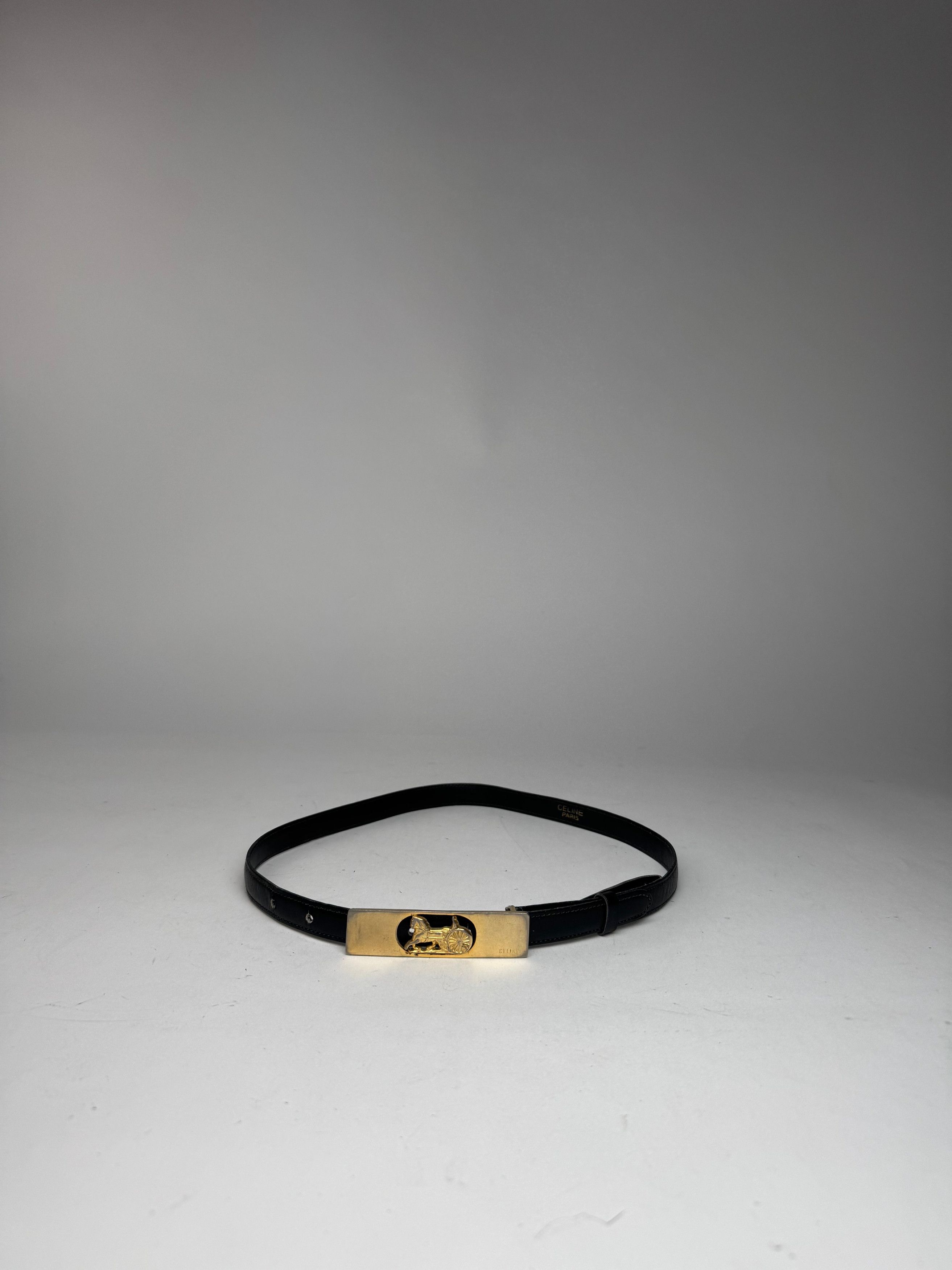 Celine Vintage Paris Leather Belt Black Size ONE SIZE - 5 Thumbnail