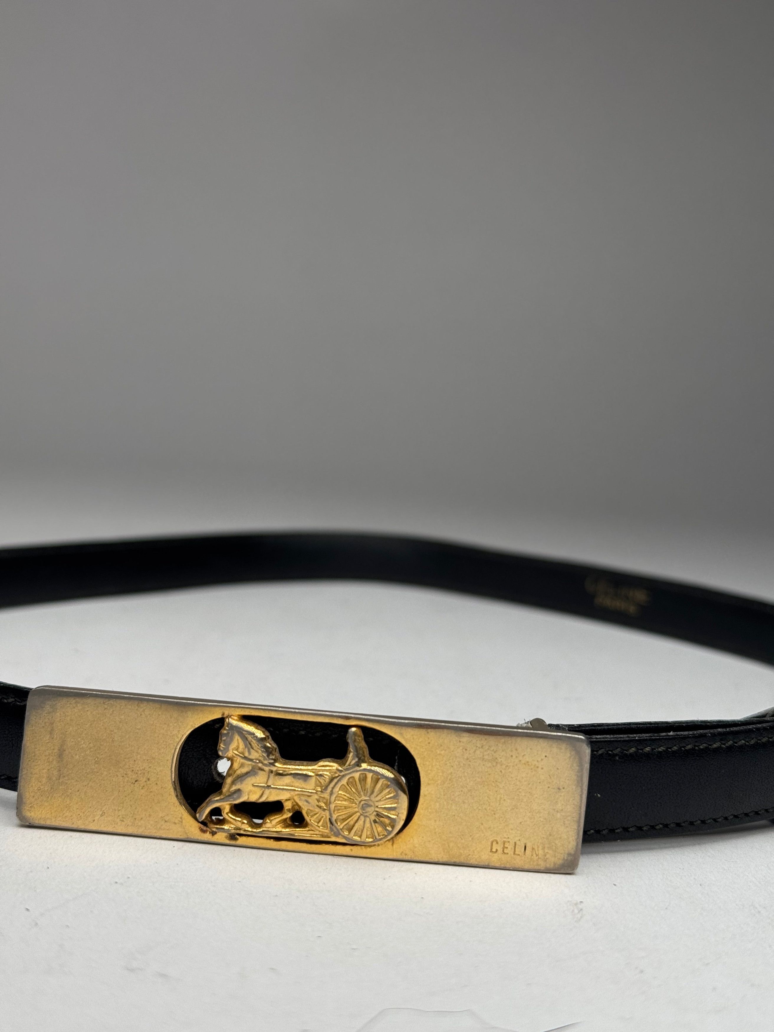 Celine Vintage Paris Leather Belt Black Size ONE SIZE - 2 Thumbnail