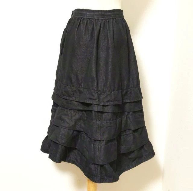 Comme des Garcons CDG Black Denim Tiered Skirt - dmc Size US 30 / EU 46 - 3 Thumbnail