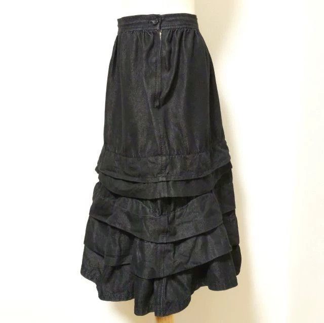 Comme des Garcons CDG Black Denim Tiered Skirt - dmc Size US 30 / EU 46 - 4 Thumbnail