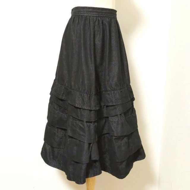 Comme des Garcons CDG Black Denim Tiered Skirt - dmc Size US 30 / EU 46 - 2 Thumbnail