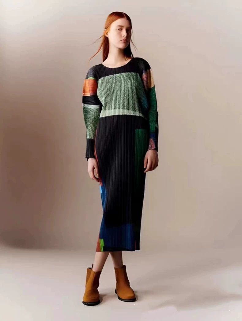 Issey Miyake ISSEY MIYAKE Pleats Please Color Block Dress - dmc Size US 30 / EU 46 - 3 Thumbnail