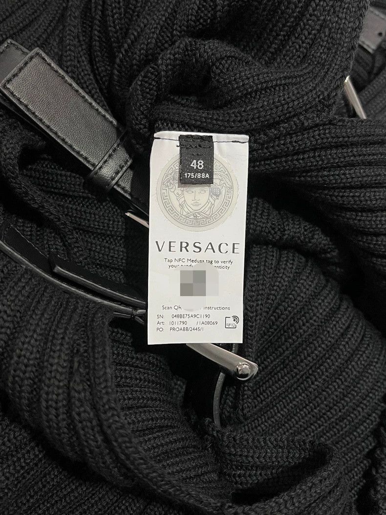 Versace VERSACE Leather Buckle Wool Crewneck Sweater - dmc Size US M / EU 48-50 / 2 - 8 Thumbnail