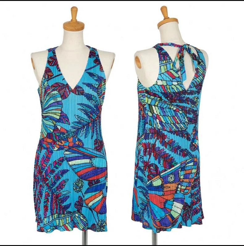 Issey Miyake Issey Miyake Tropical Print Halter Dress - dmc Size US 30 / EU 46 - 5 Thumbnail