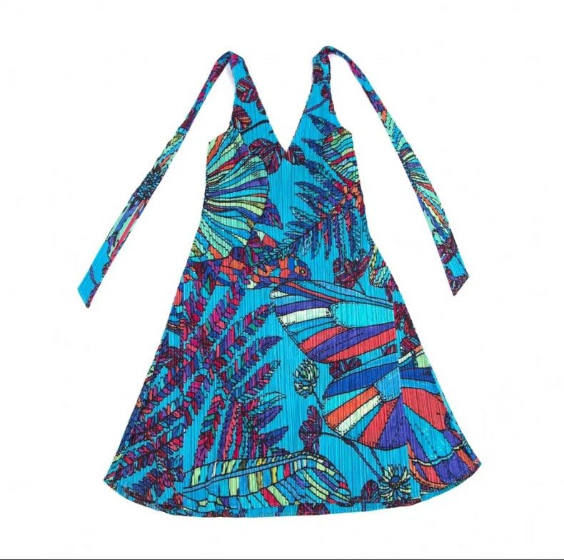 Issey Miyake Issey Miyake Tropical Print Halter Dress - dmc Size US 30 / EU 46 - 4 Thumbnail