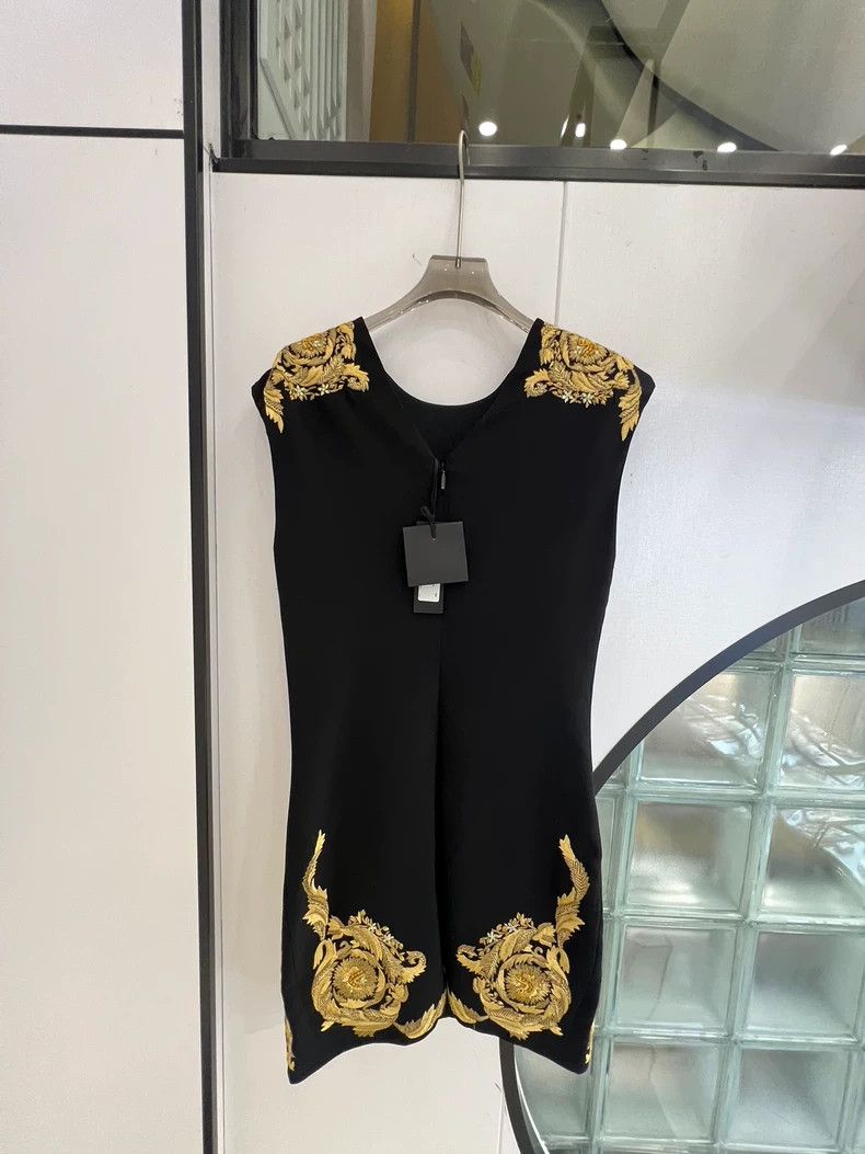 Versace Versace Black Sleeveless Embroidered Dress - dmc Size US M / EU 48-50 / 2 - 2 Thumbnail