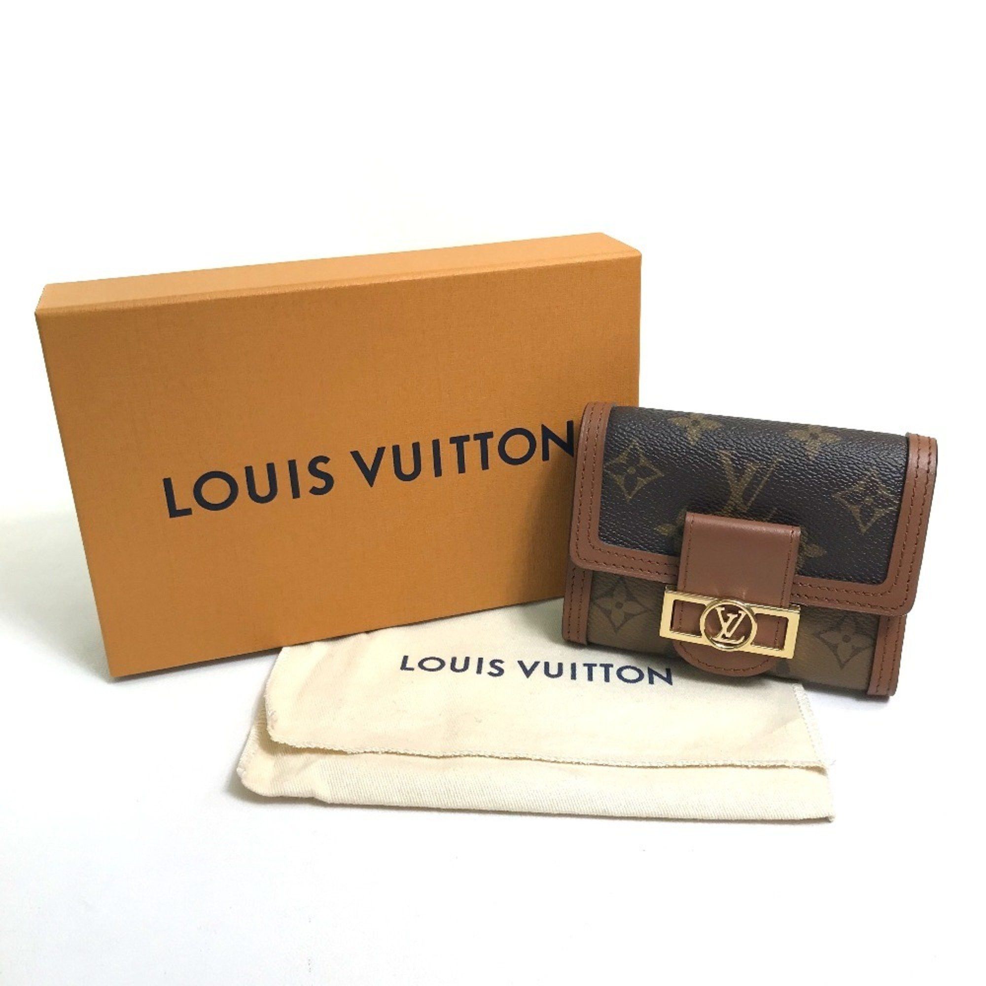 Louis Vuitton LOUIS VUITTON M68725 Monogram Reverse Portefeuille Dauphine Compact Trifold Wallet in Canvas, Brown, Women's Size ONE SIZE - 14 Thumbnail