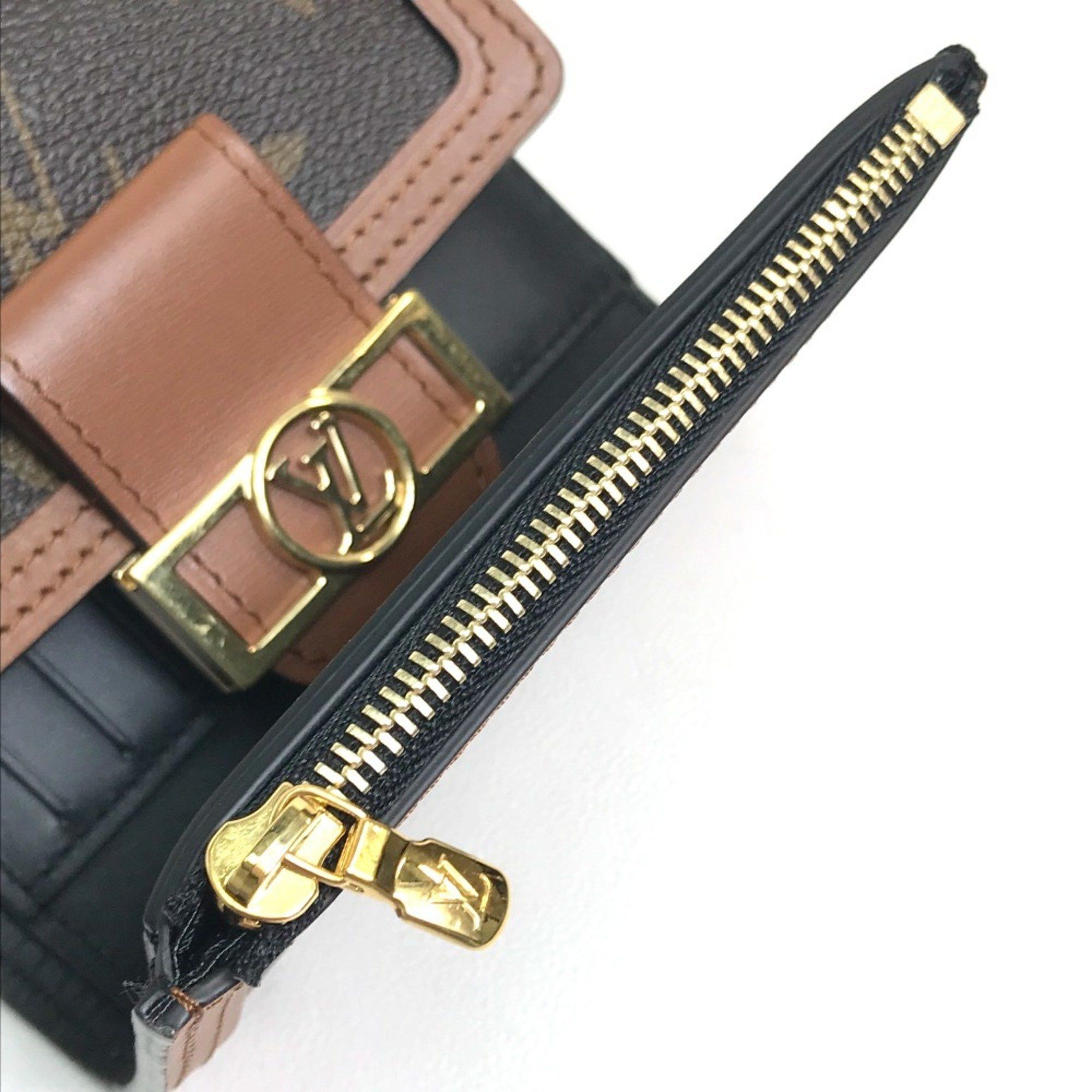 Louis Vuitton LOUIS VUITTON M68725 Monogram Reverse Portefeuille Dauphine Compact Trifold Wallet in Canvas, Brown, Women's Size ONE SIZE - 11 Thumbnail