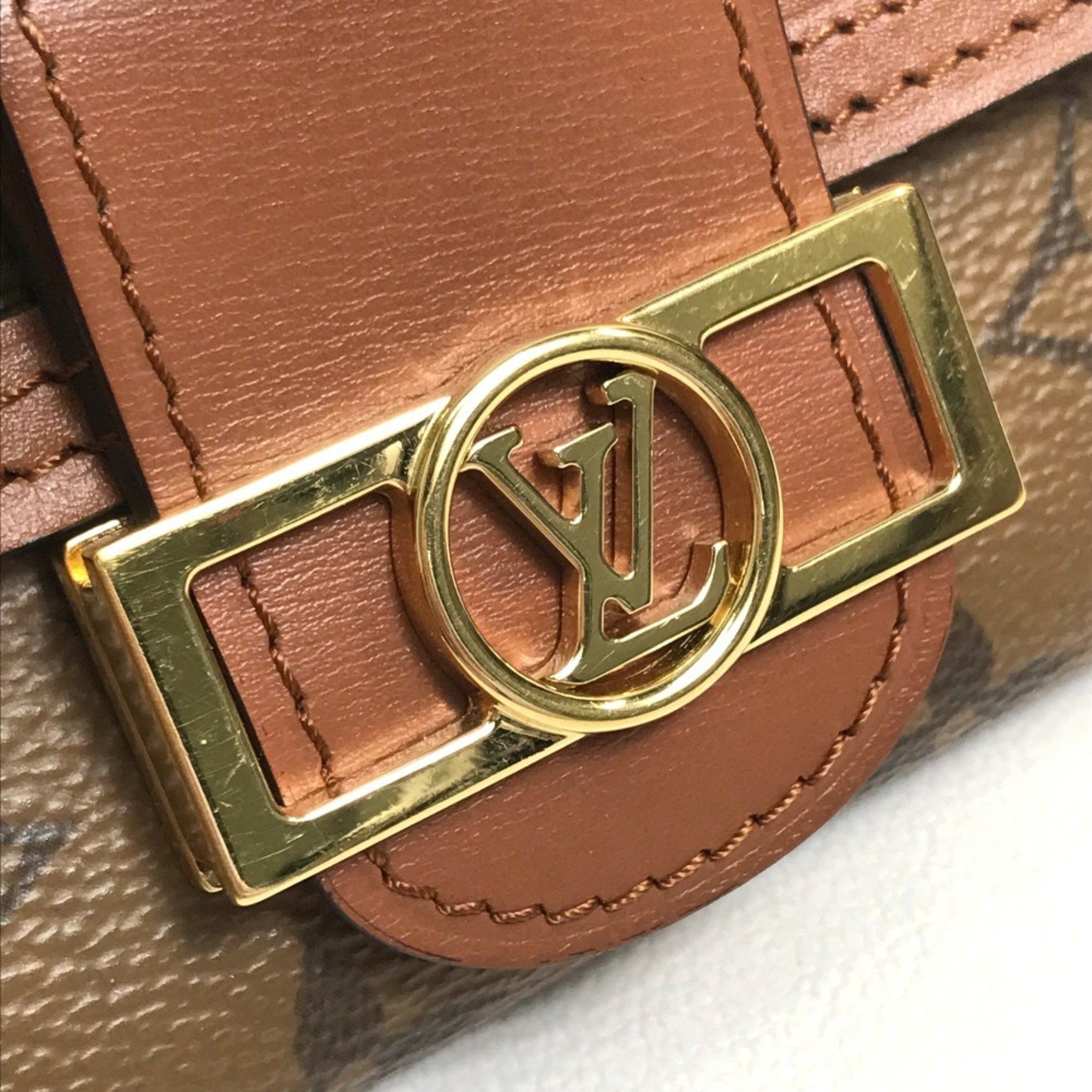 Louis Vuitton LOUIS VUITTON M68725 Monogram Reverse Portefeuille Dauphine Compact Trifold Wallet in Canvas, Brown, Women's Size ONE SIZE - 4 Thumbnail