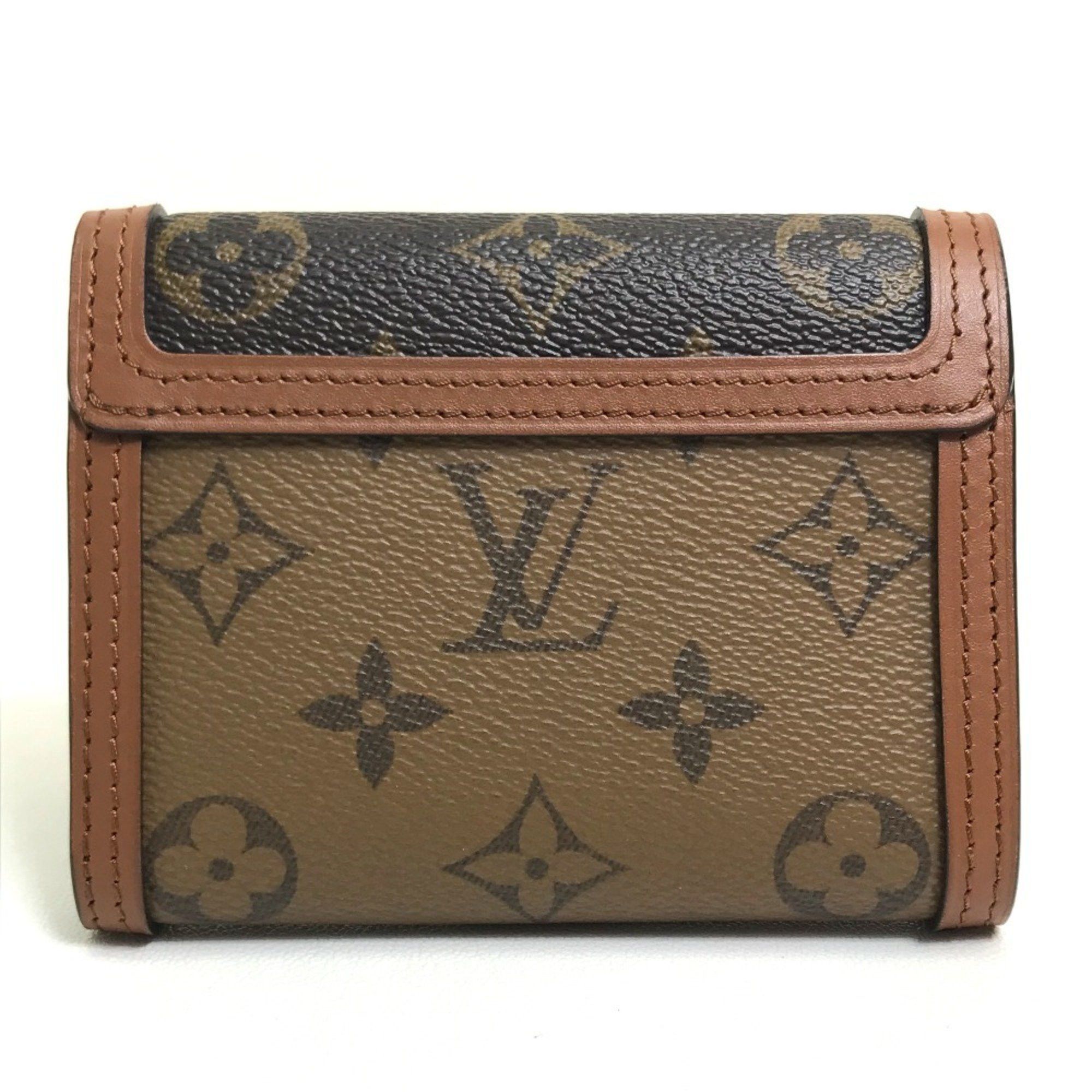 Louis Vuitton LOUIS VUITTON M68725 Monogram Reverse Portefeuille Dauphine Compact Trifold Wallet in Canvas, Brown, Women's Size ONE SIZE - 2 Thumbnail