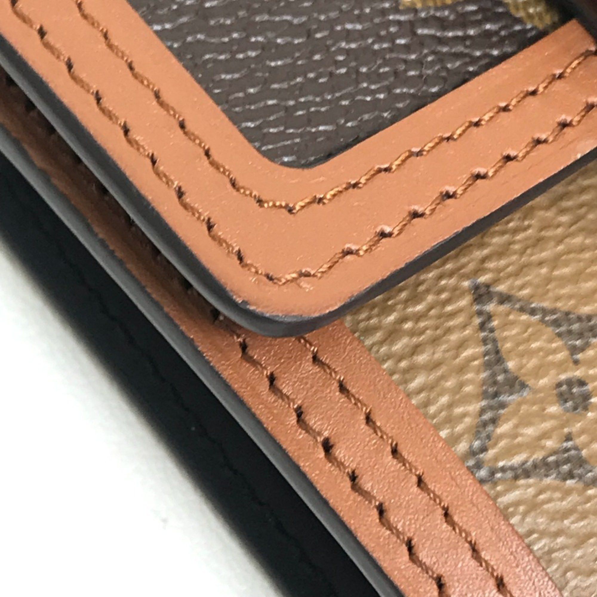 Louis Vuitton LOUIS VUITTON M68725 Monogram Reverse Portefeuille Dauphine Compact Trifold Wallet in Canvas, Brown, Women's Size ONE SIZE - 5 Thumbnail