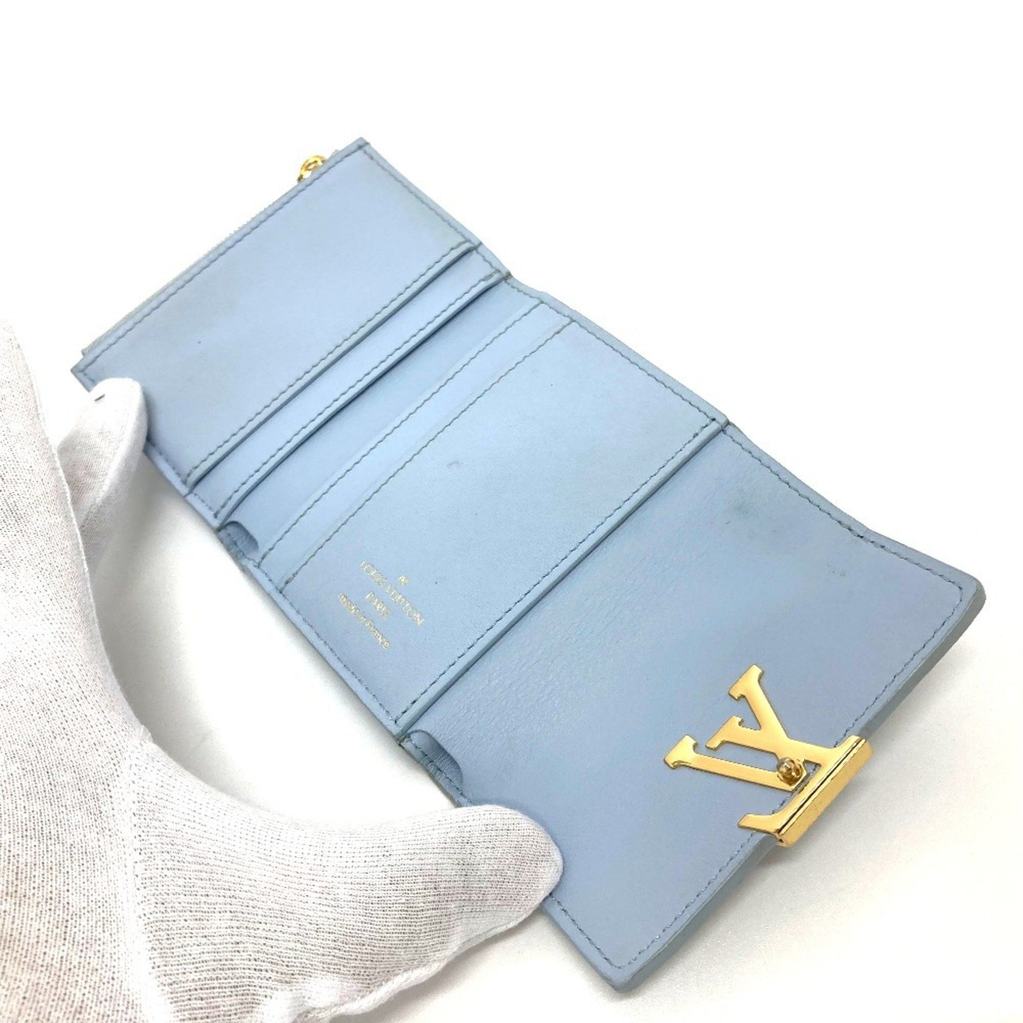 Louis Vuitton LOUIS VUITTON M69061 Japan-exclusive Portefeuille Capucines XS Compact Tri-fold Wallet in Taurillon Leather, Women's, Blue Olympus Size ONE SIZE - 7 Thumbnail