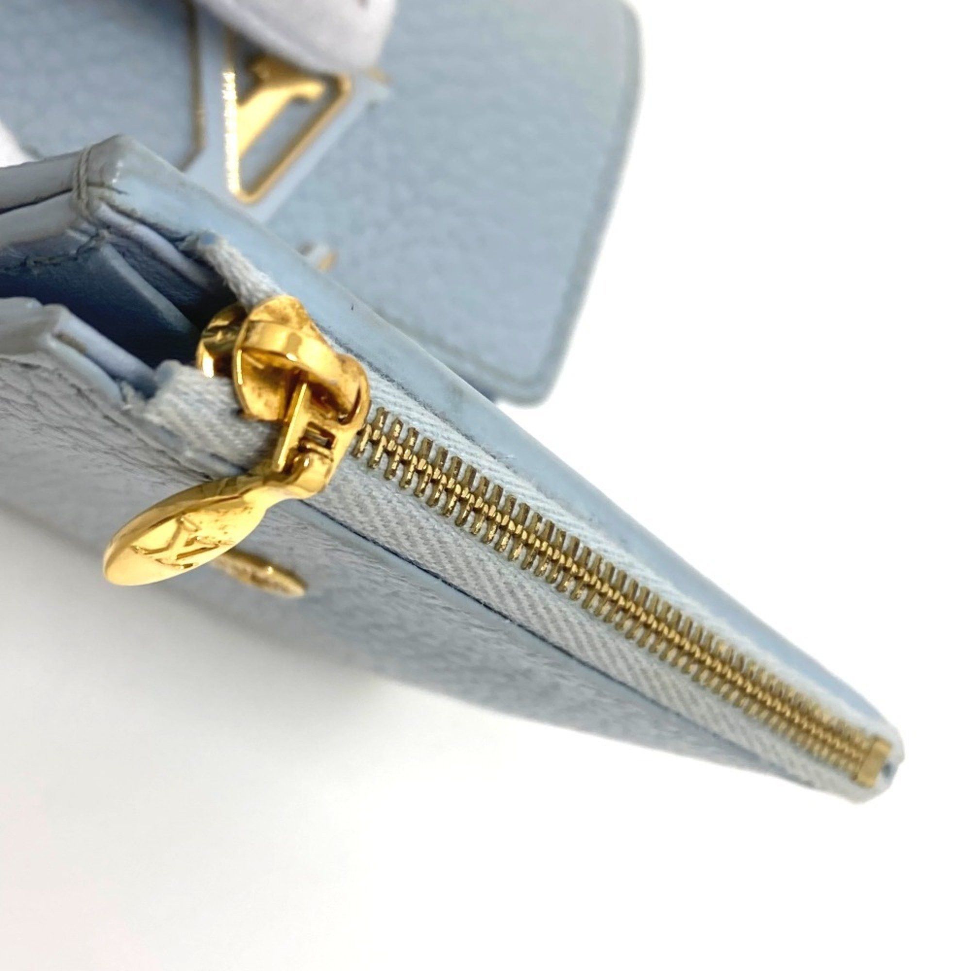 Louis Vuitton LOUIS VUITTON M69061 Japan-exclusive Portefeuille Capucines XS Compact Tri-fold Wallet in Taurillon Leather, Women's, Blue Olympus Size ONE SIZE - 10 Thumbnail