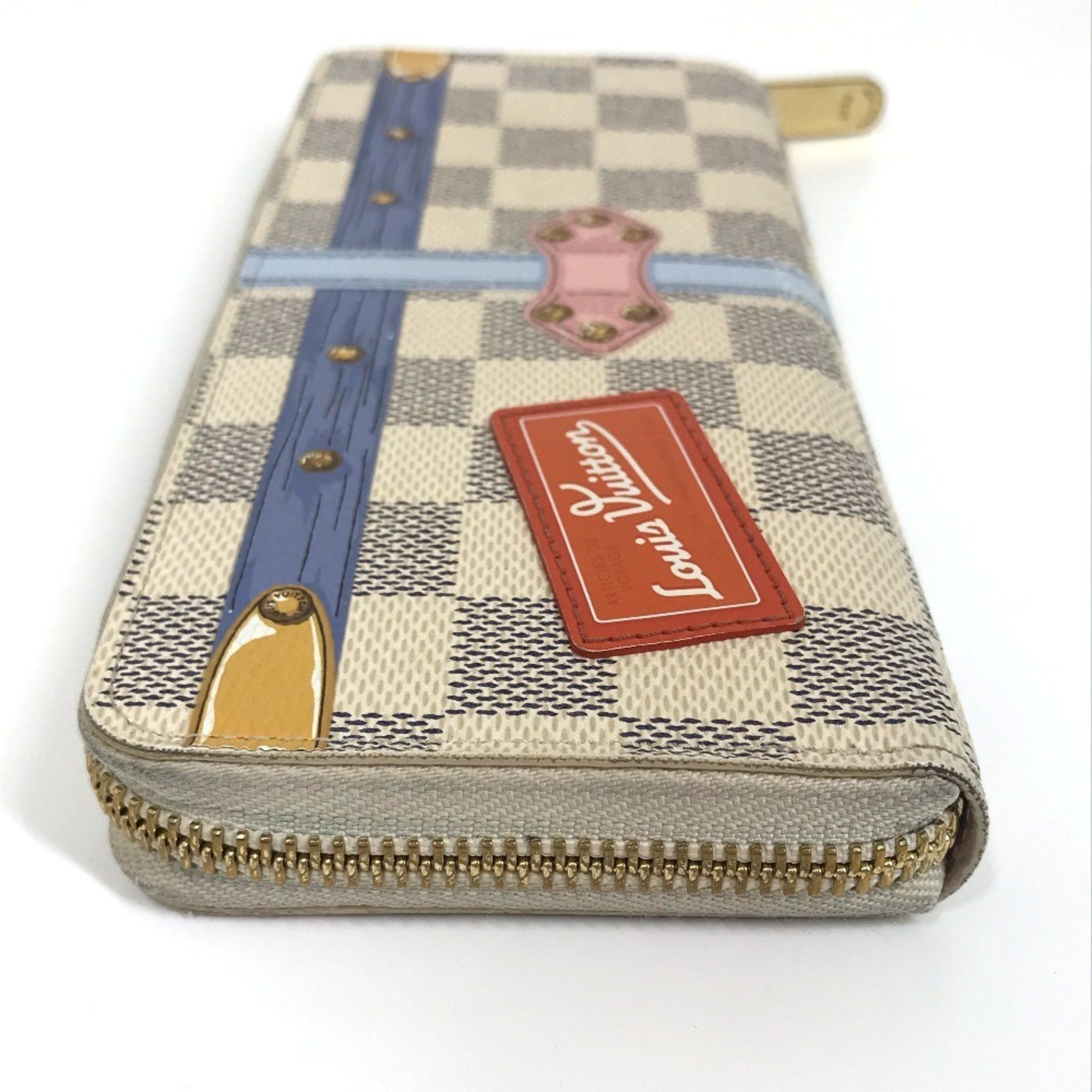 Louis Vuitton LOUIS VUITTON N60109 Damier Azur Summer Trunk Collection Portefeuille Clemence Long Wallet in Canvas, Women's, White Size ONE SIZE - 4 Thumbnail