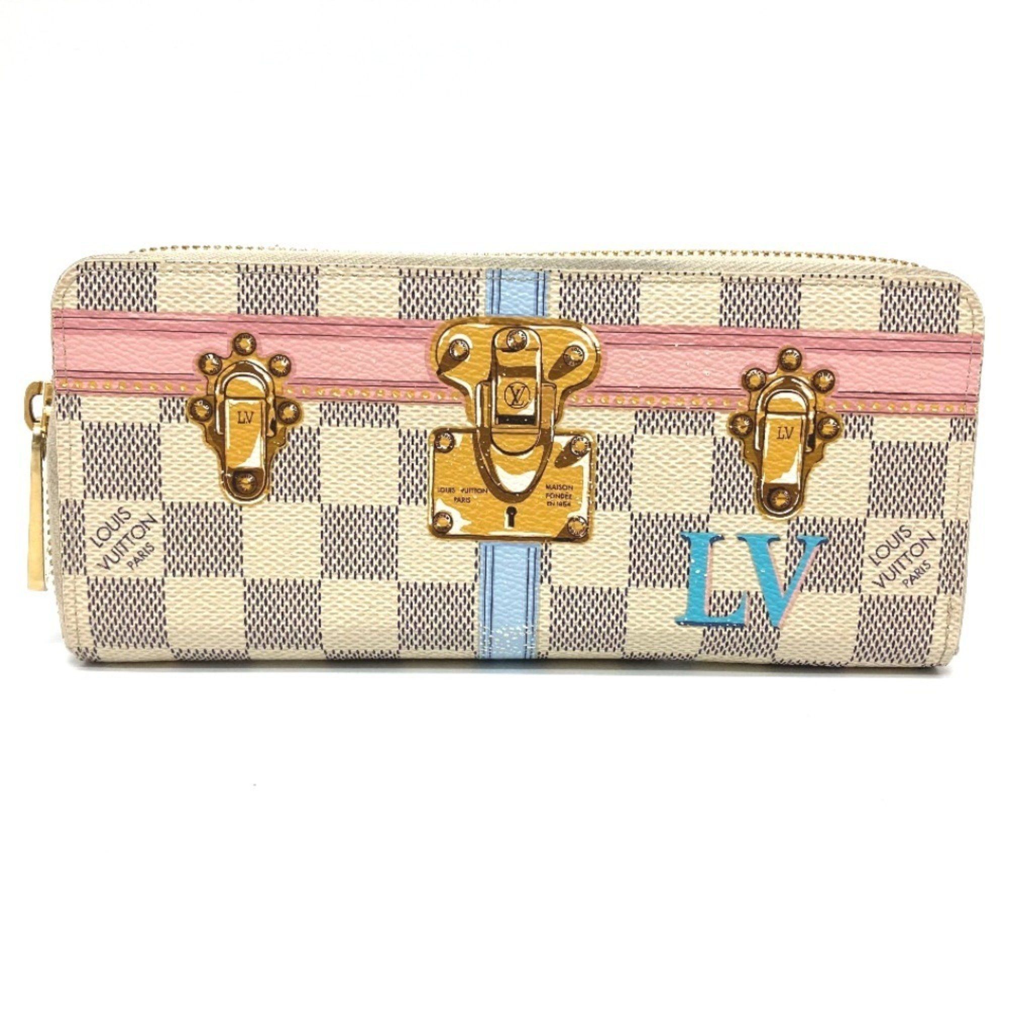 Louis Vuitton LOUIS VUITTON N60109 Damier Azur Summer Trunk Collection Portefeuille Clemence Long Wallet in Canvas, Women's, White Size ONE SIZE - 2 Thumbnail
