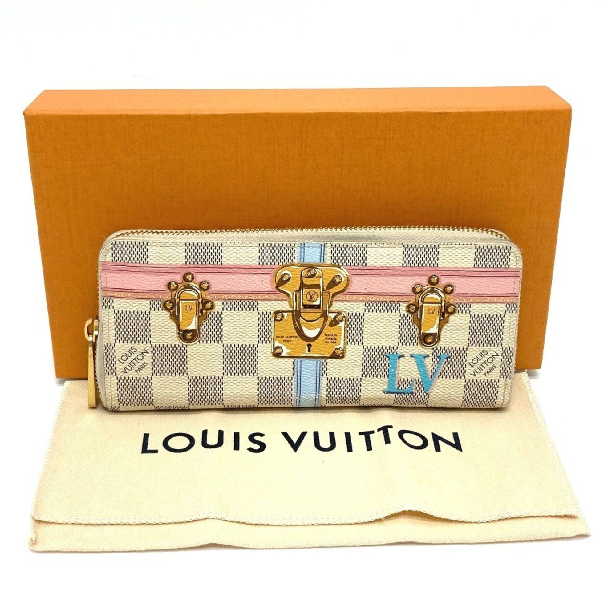 Louis Vuitton LOUIS VUITTON N60109 Damier Azur Summer Trunk Collection Portefeuille Clemence Long Wallet in Canvas, Women's, White Size ONE SIZE - 17 Thumbnail