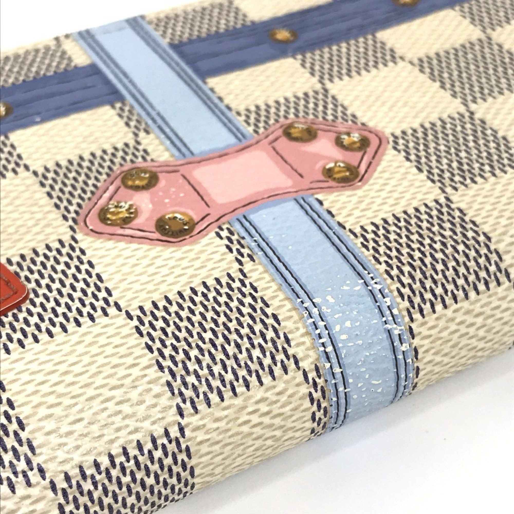 Louis Vuitton LOUIS VUITTON N60109 Damier Azur Summer Trunk Collection Portefeuille Clemence Long Wallet in Canvas, Women's, White Size ONE SIZE - 7 Thumbnail