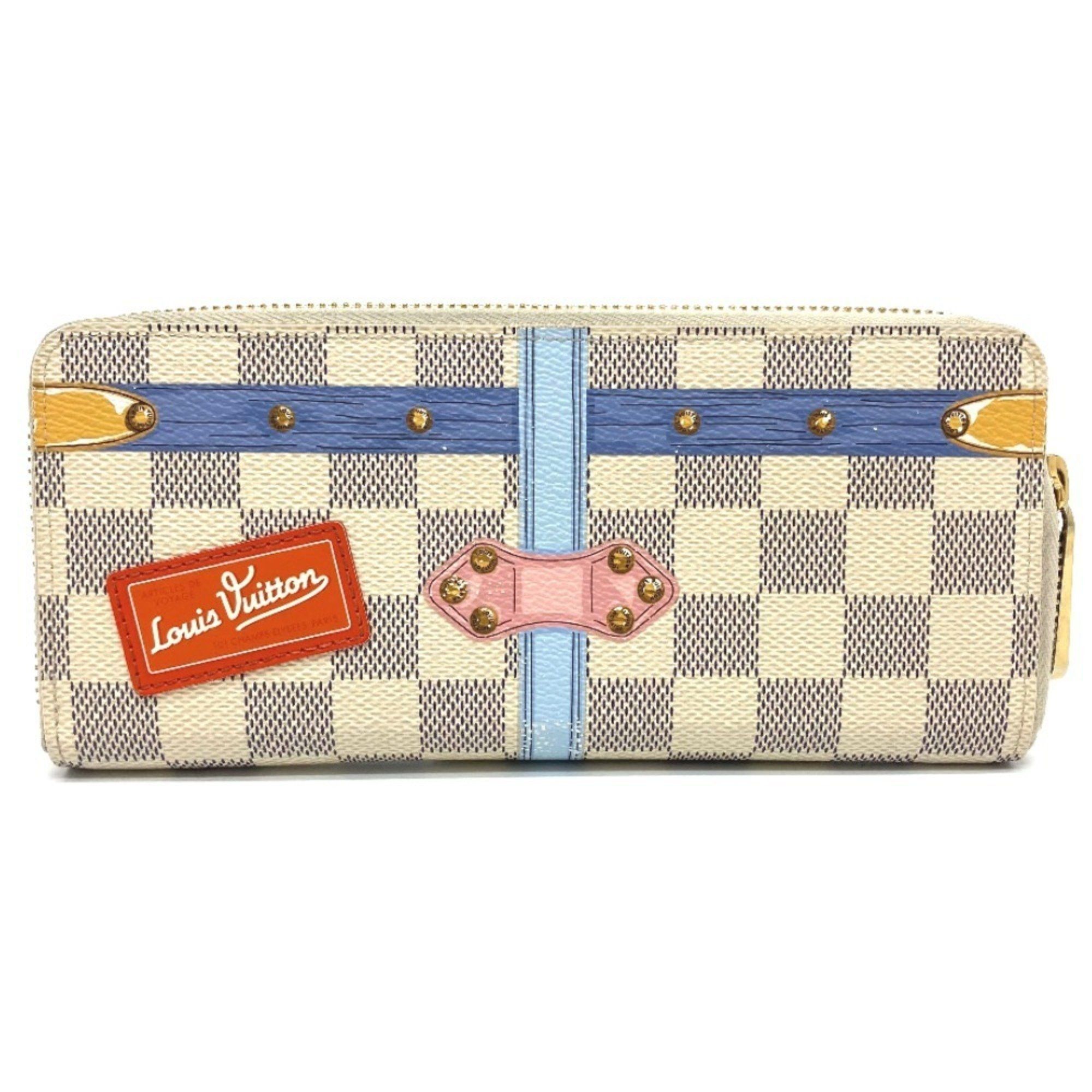 Louis Vuitton LOUIS VUITTON N60109 Damier Azur Summer Trunk Collection Portefeuille Clemence Long Wallet in Canvas, Women's, White Size ONE SIZE - 3 Thumbnail