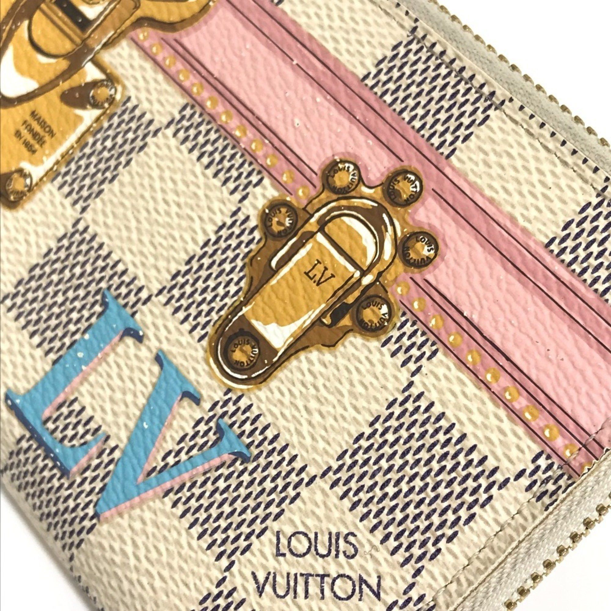 Louis Vuitton LOUIS VUITTON N60109 Damier Azur Summer Trunk Collection Portefeuille Clemence Long Wallet in Canvas, Women's, White Size ONE SIZE - 6 Thumbnail