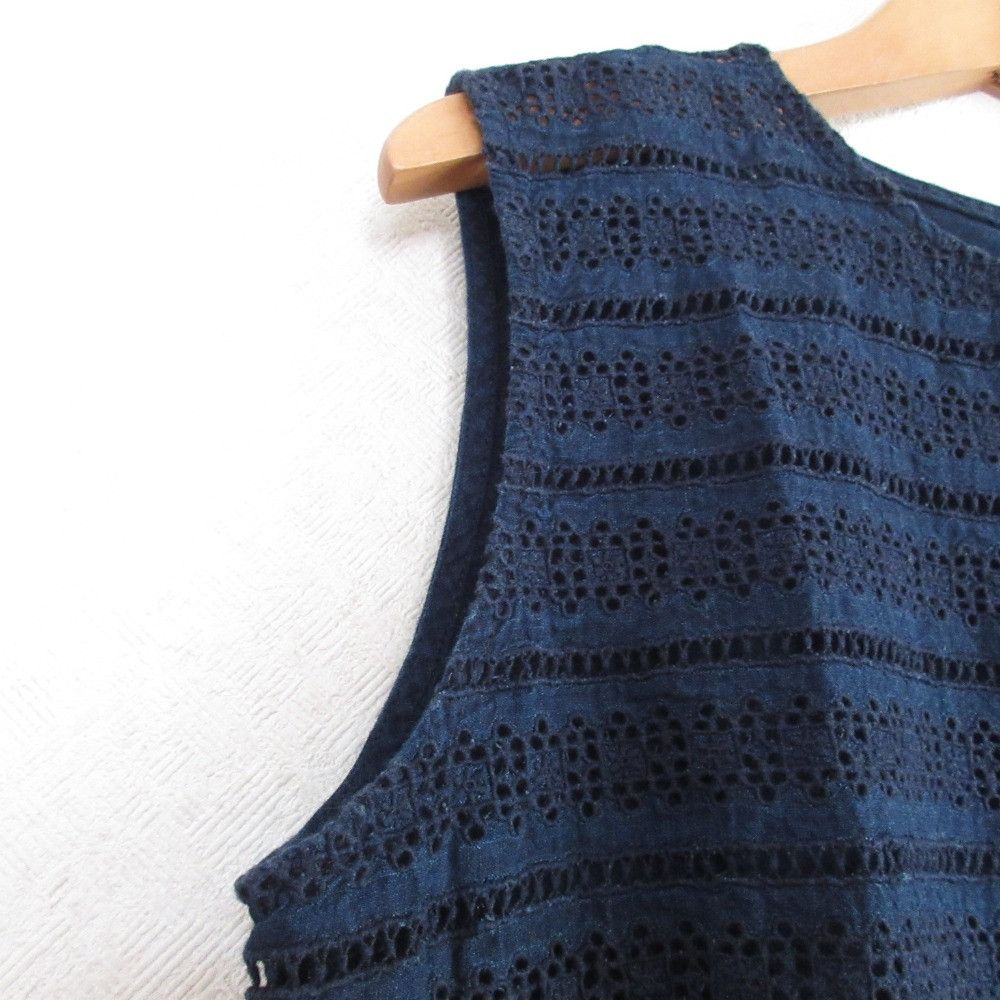 Other Other 45R Indigo Lace Tenjiku Sleeveless Pullover Cotton Tops Size ONE SIZE - 4 Thumbnail