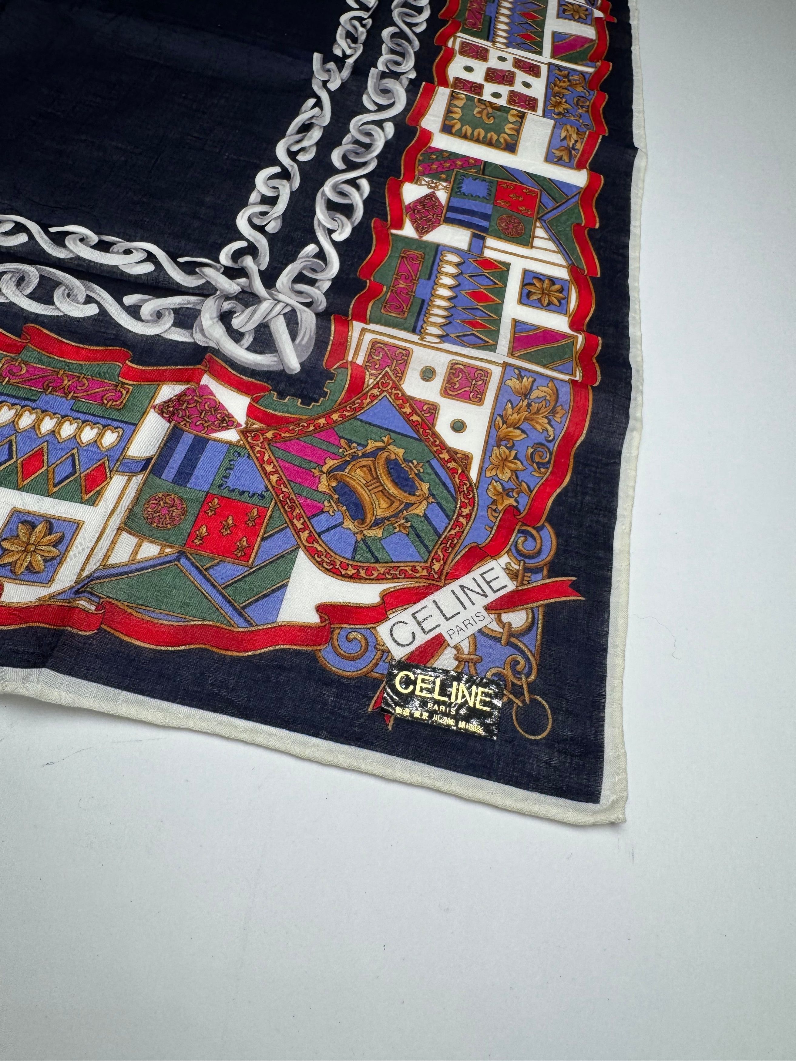 Celine Vintage Paris Silk / Canvas Scarf Size ONE SIZE - 2 Thumbnail