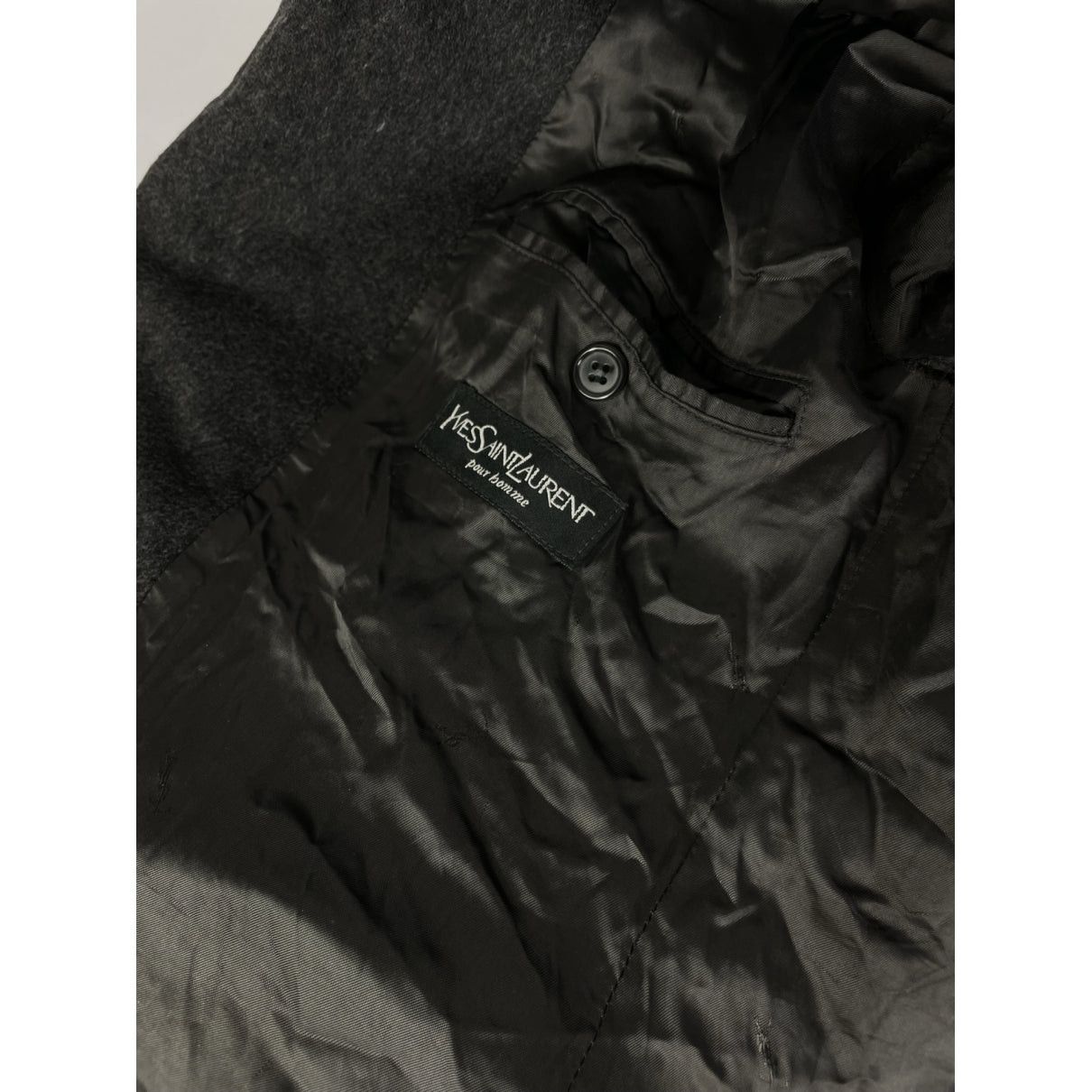 Yves Saint Laurent Black Wool Coat Size L / US 10 / IT 46 - 2 Thumbnail