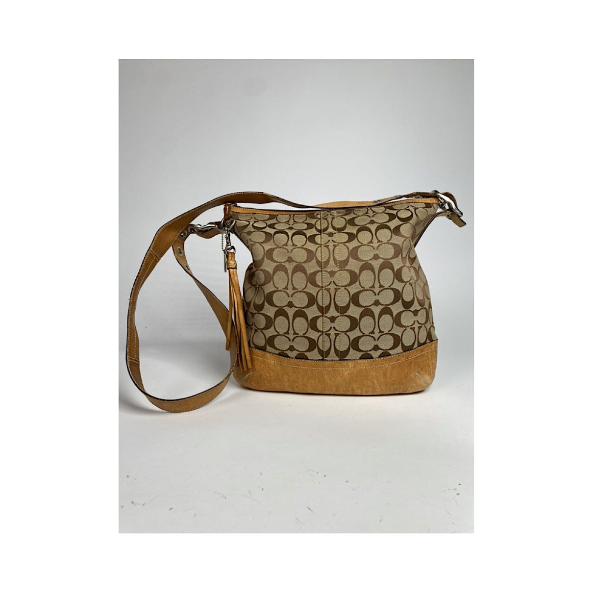 Coach Signature Sufflette Beige Cotton Handbag Size ONE SIZE - 4 Thumbnail