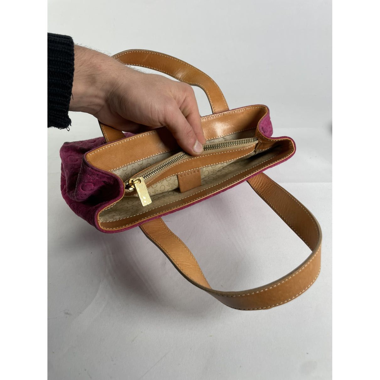 Celine Pink Suede Handbag Size ONE SIZE - 3 Thumbnail