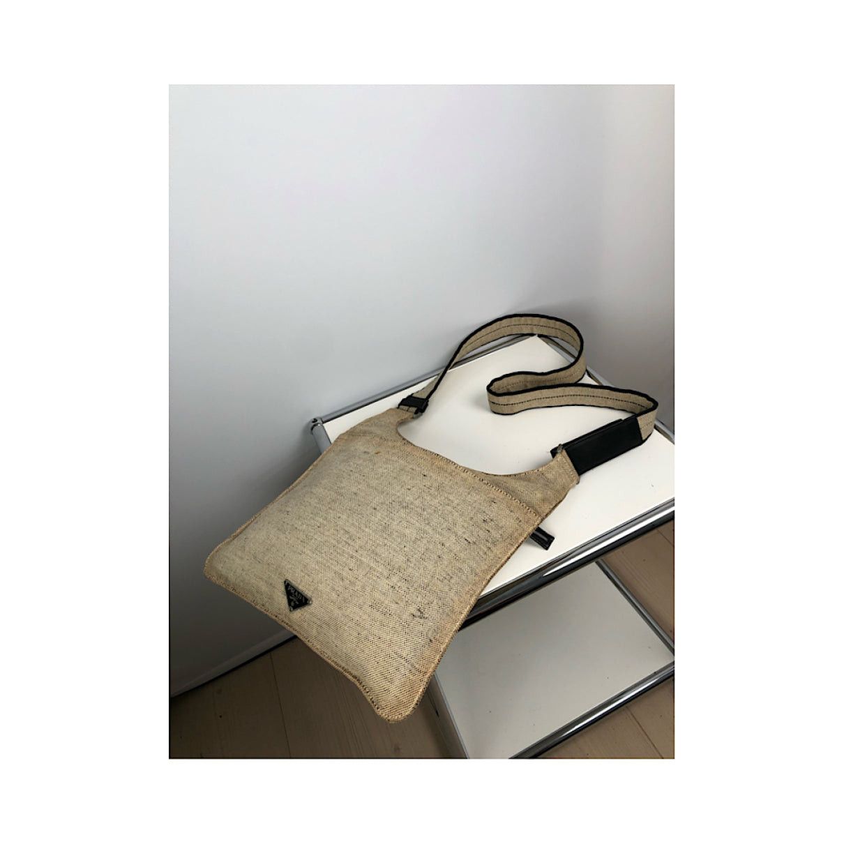 Prada Cleo Beige Cotton Handbag Size ONE SIZE - 2 Thumbnail