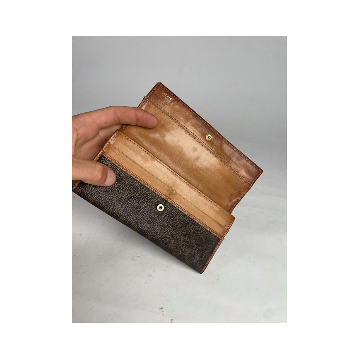 Celine Triomphe Vintage Brown Leather Wallet Size ONE SIZE - 5 Thumbnail