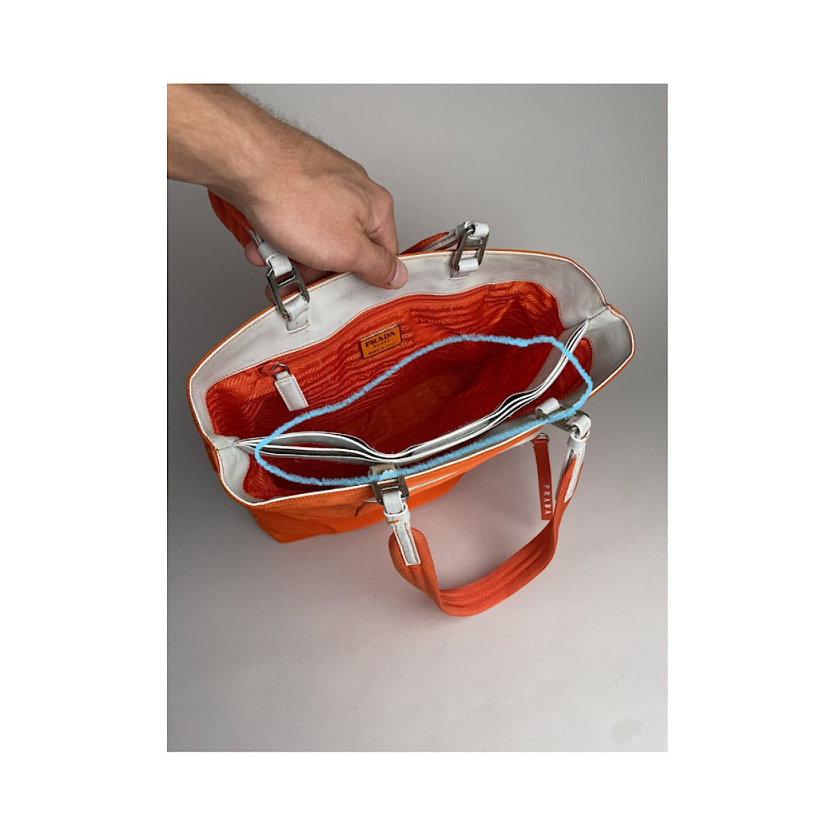 Prada Bibliothèque Orange Polyester Handbag Size ONE SIZE - 3 Thumbnail