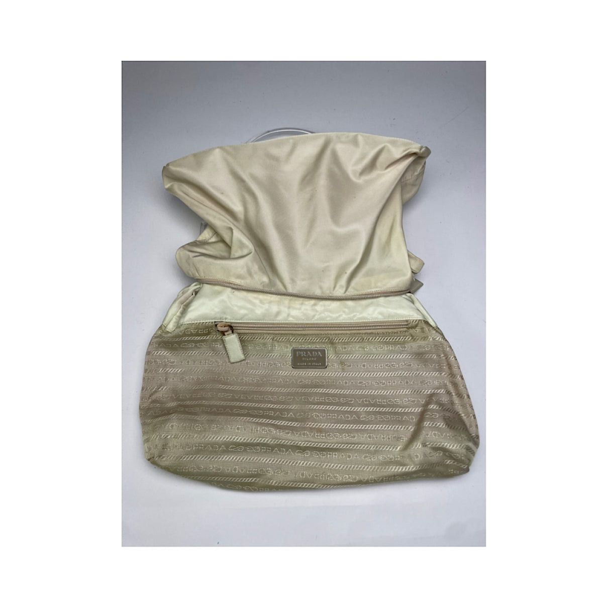 Prada Cleo Beige Polyester Handbag Size ONE SIZE - 3 Thumbnail