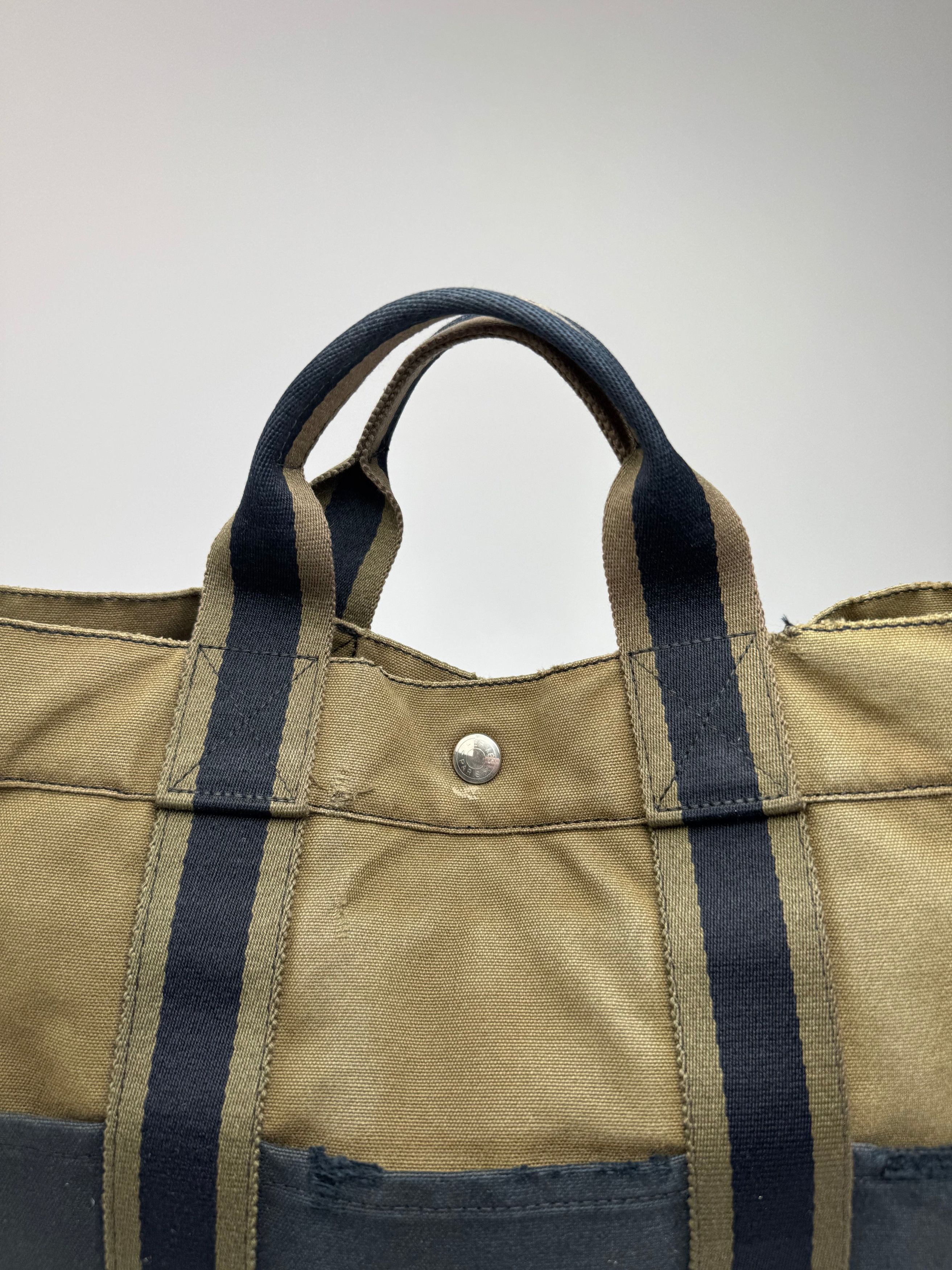 Other Vintage Hermes Paris Canvas Shopper Khaki/Black Size ONE SIZE - 3 Thumbnail