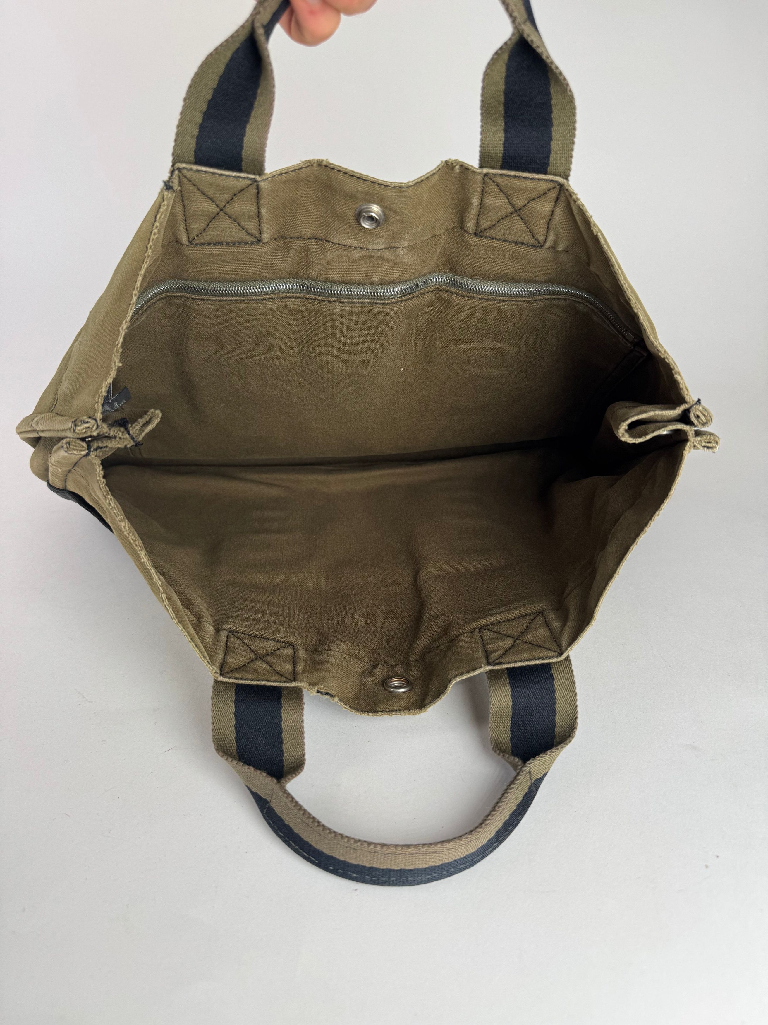 Other Vintage Hermes Paris Canvas Shopper Khaki/Black Size ONE SIZE - 5 Thumbnail
