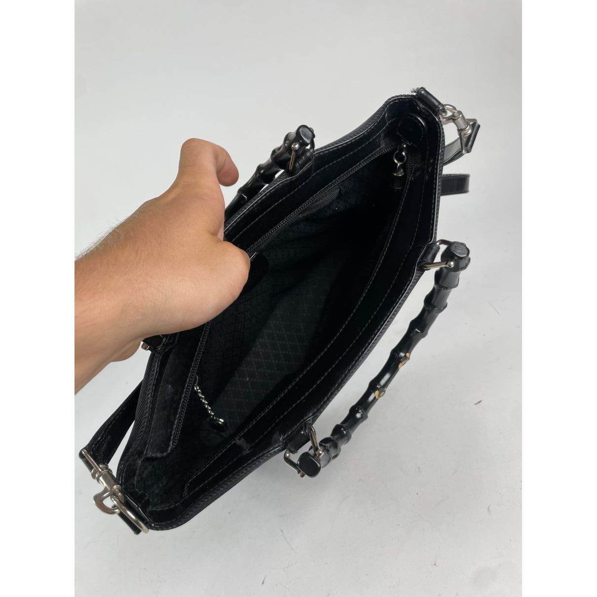 Diana Bamboo Black Polyester Handbag