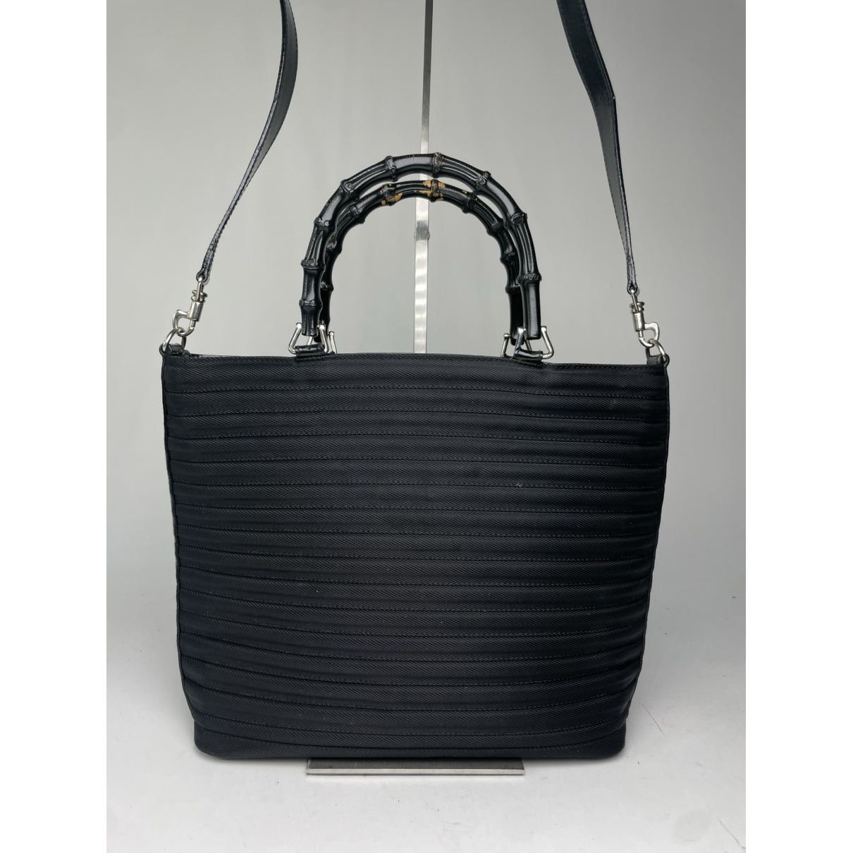 Diana Bamboo Black Polyester Handbag