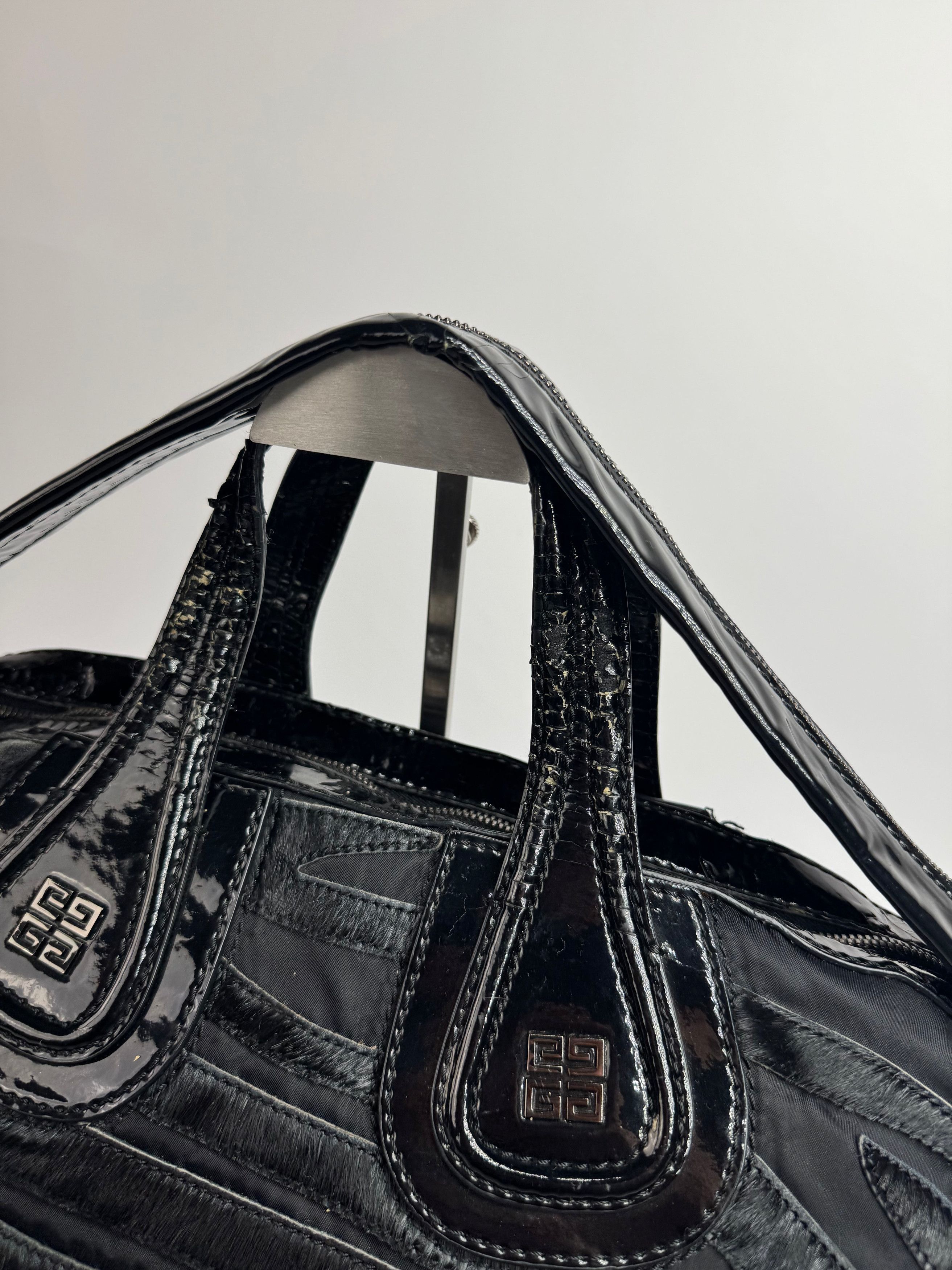 Givenchy Vintage Nightindale Patent Leather Fur Bag Black Size ONE SIZE - 3 Thumbnail