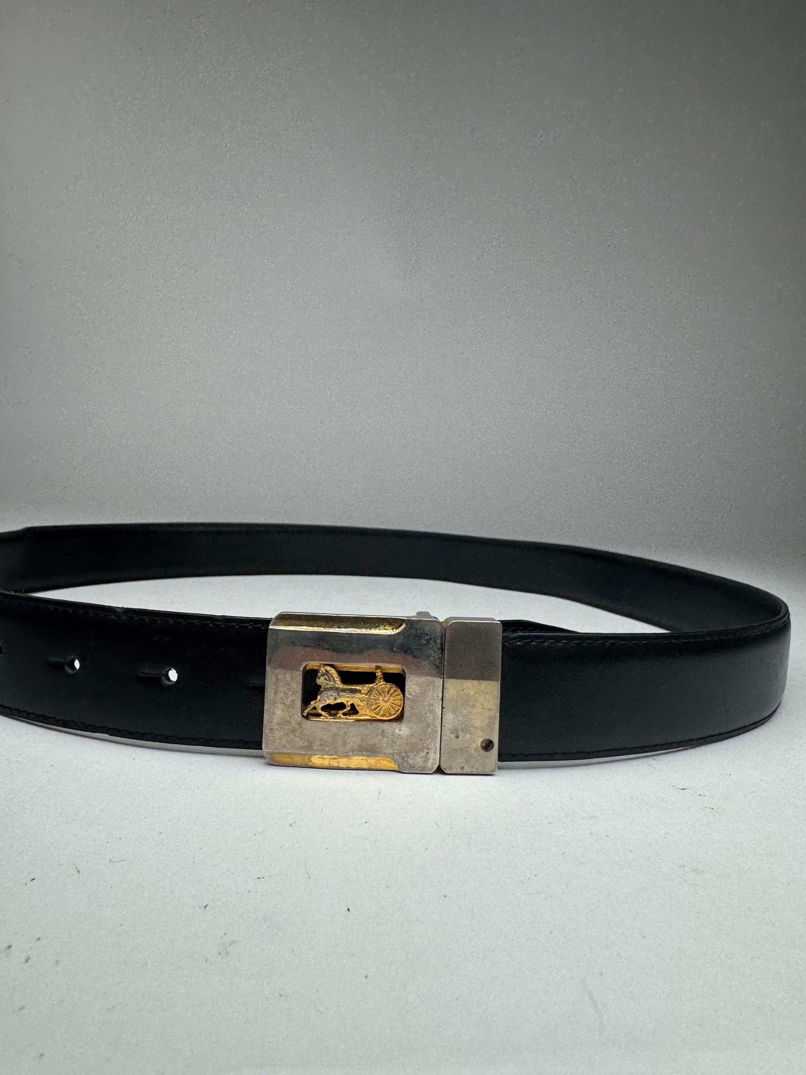 Celine Vintage Paris Triomphe Leather Belt Black Size ONE SIZE - 3 Thumbnail
