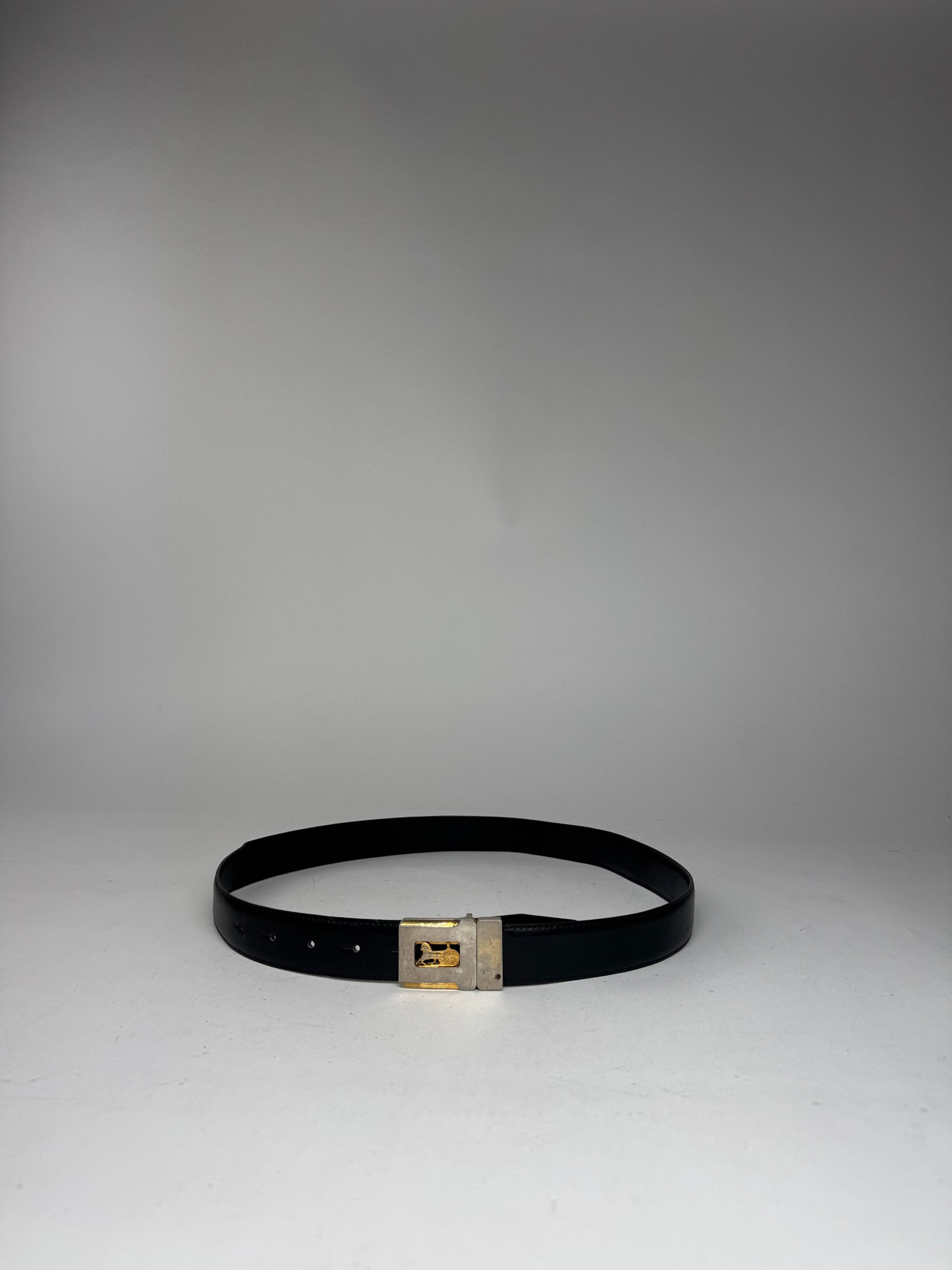 Celine Vintage Paris Triomphe Leather Belt Black Size ONE SIZE - 8 Thumbnail