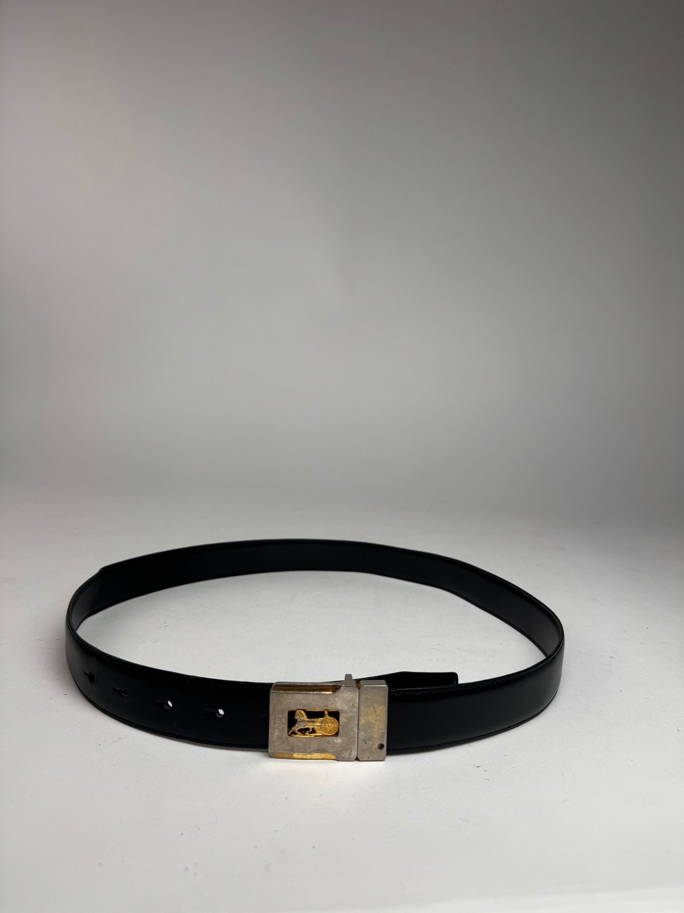 Celine Vintage Paris Triomphe Leather Belt Black Size ONE SIZE - 5 Thumbnail