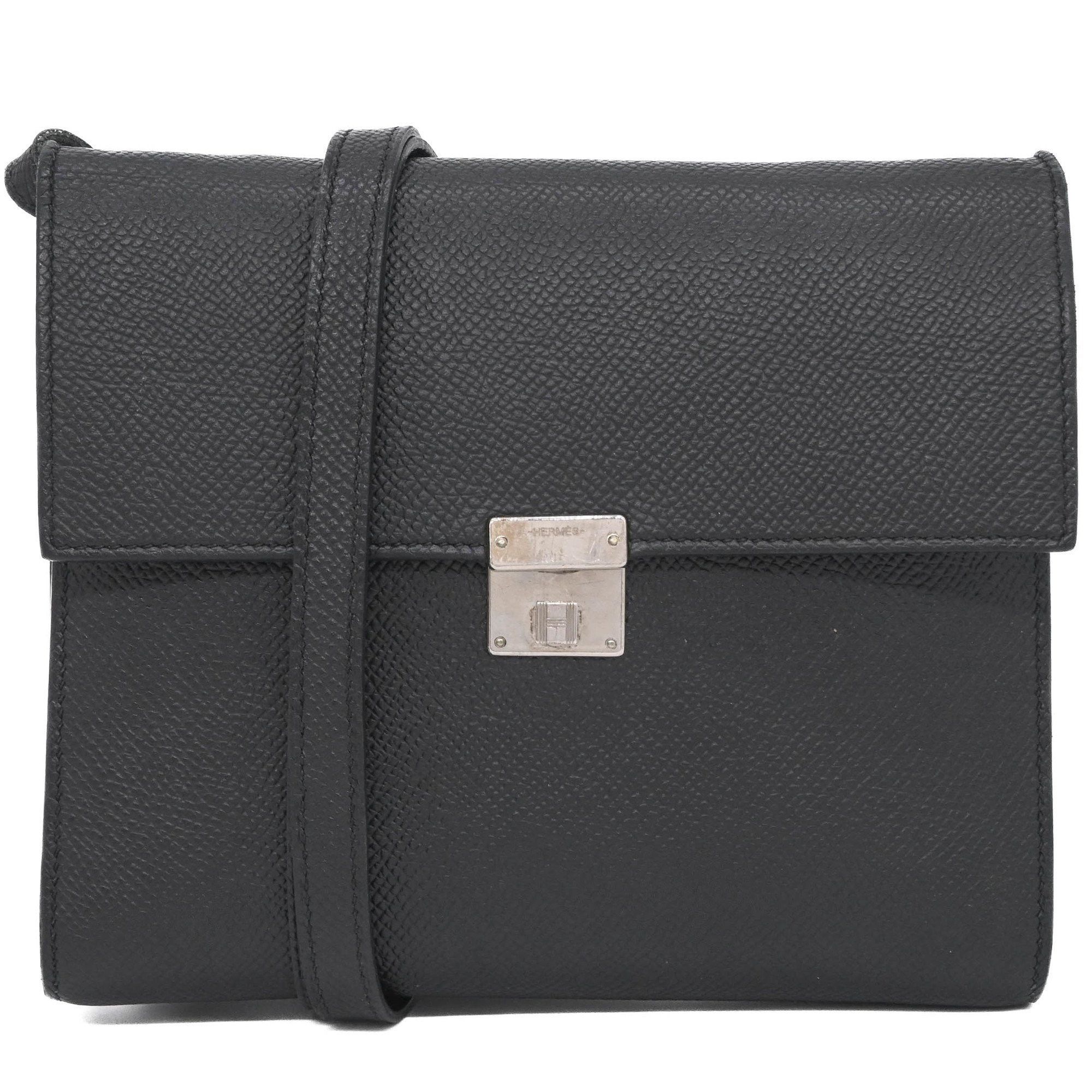 HERMES Click 16 Mini Shoulder Bag with Pouch Wallet in Epsom Leather, Black #C