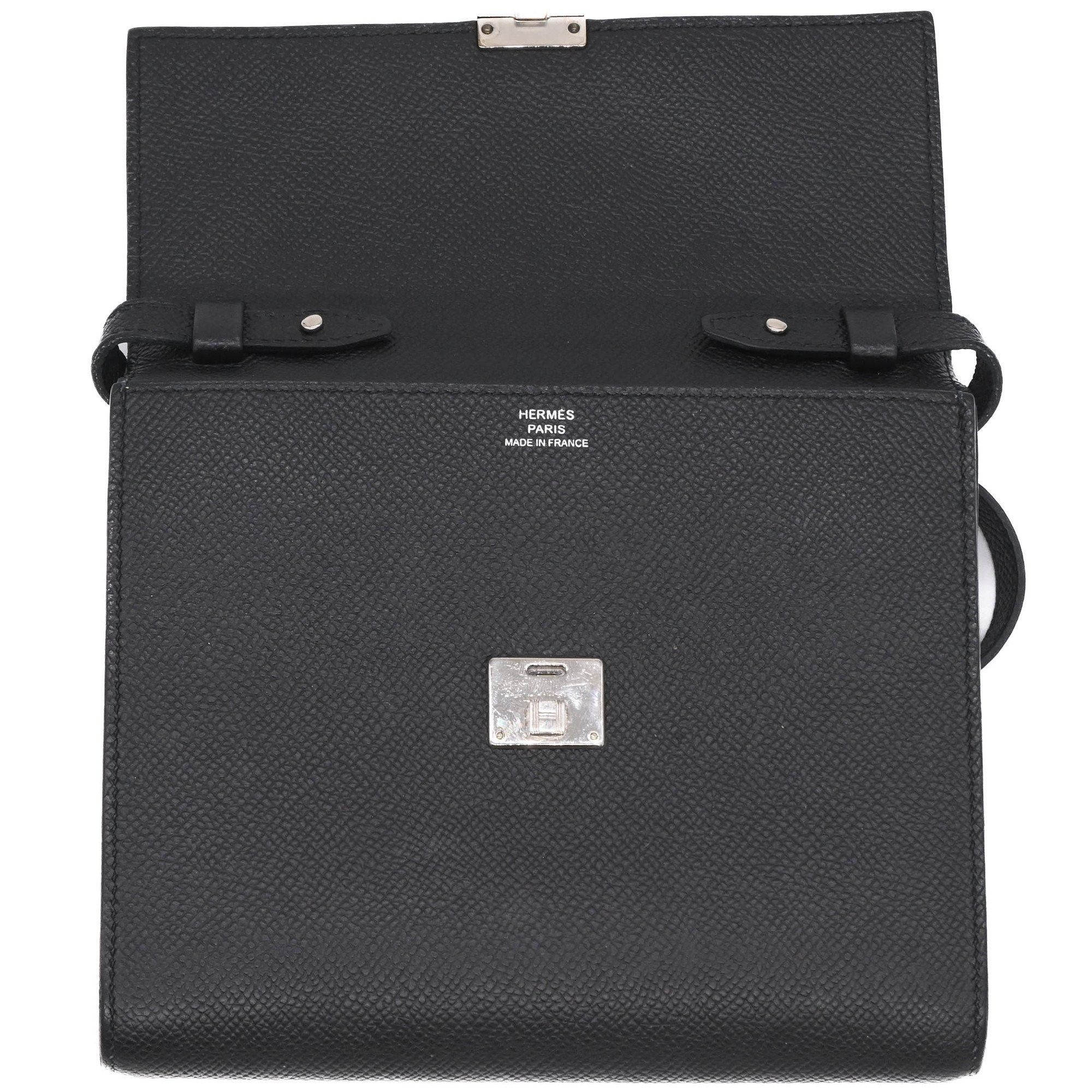 HERMES Click 16 Mini Shoulder Bag with Pouch Wallet in Epsom Leather, Black #C